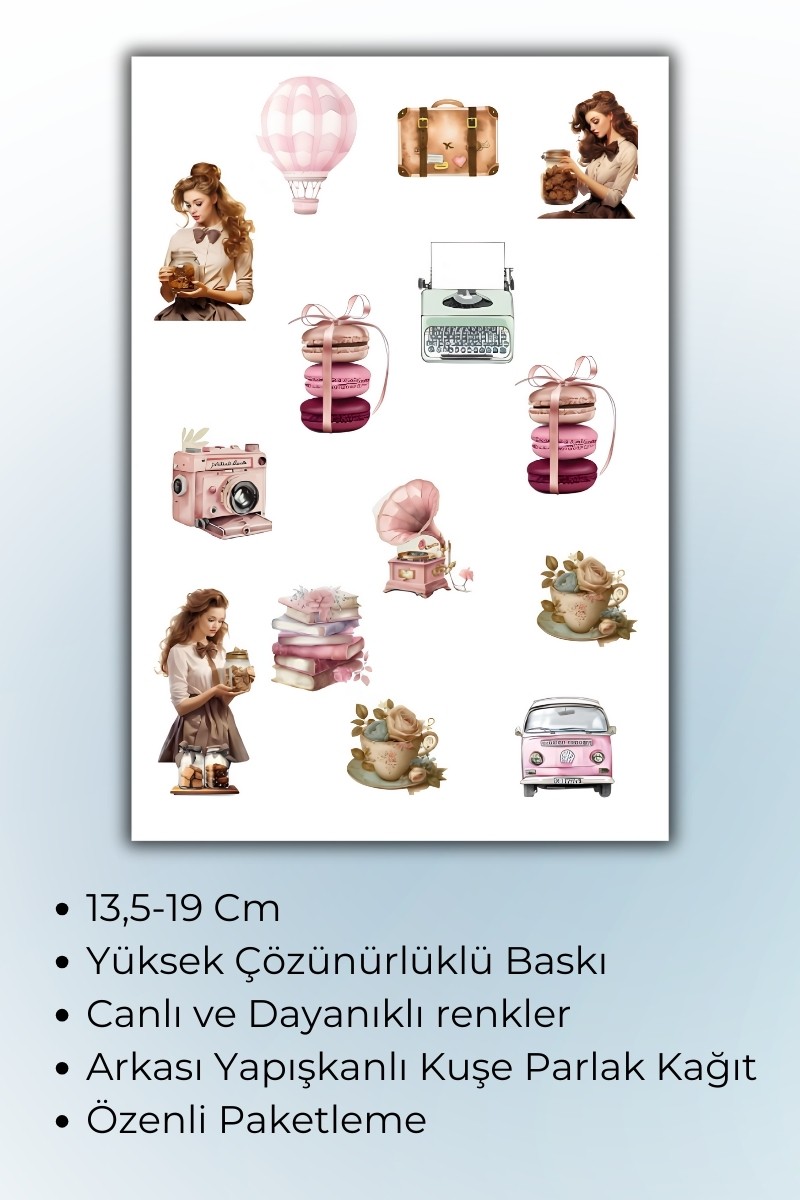 Birikiyedi Vintage Planlayıcı Sticker Seti Planner Ajanda Bullet Journal İçin Uygun