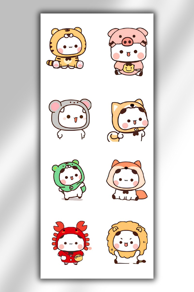 3 Lü Kawaii Sticker Set 40 + Çıkartma - Telefon Laptop Notebook Tablet Defter Matara Stiker Etiket