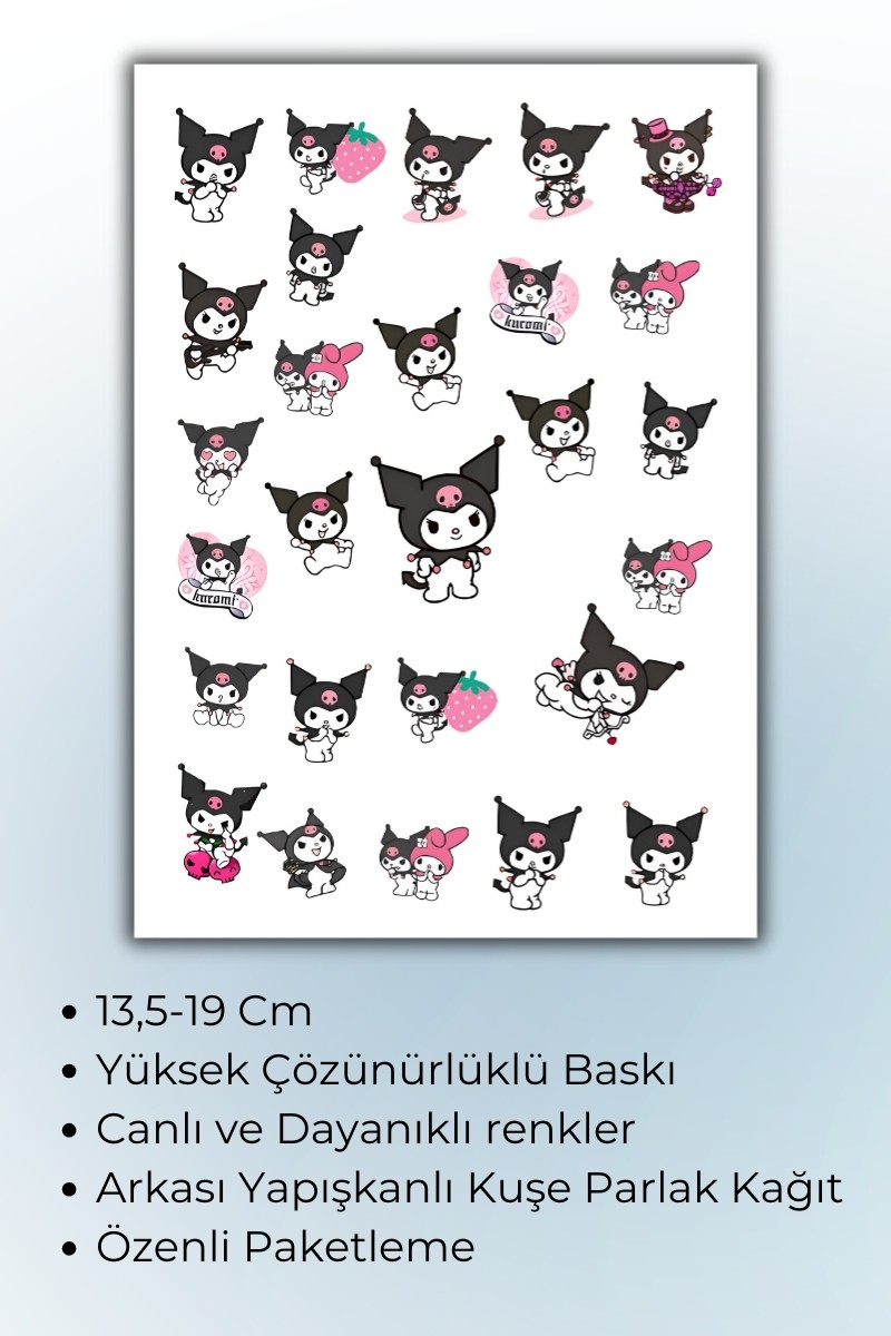 Kuromi Sanrio Sticker Yaklaşık A5 Ebatı