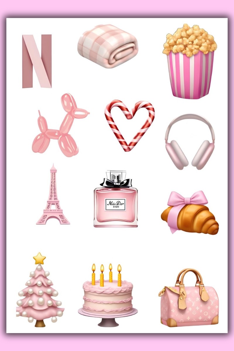 5'Li Pembe Temalı Planner Sticker Set-Çıkartma,Ajanda,Günlük