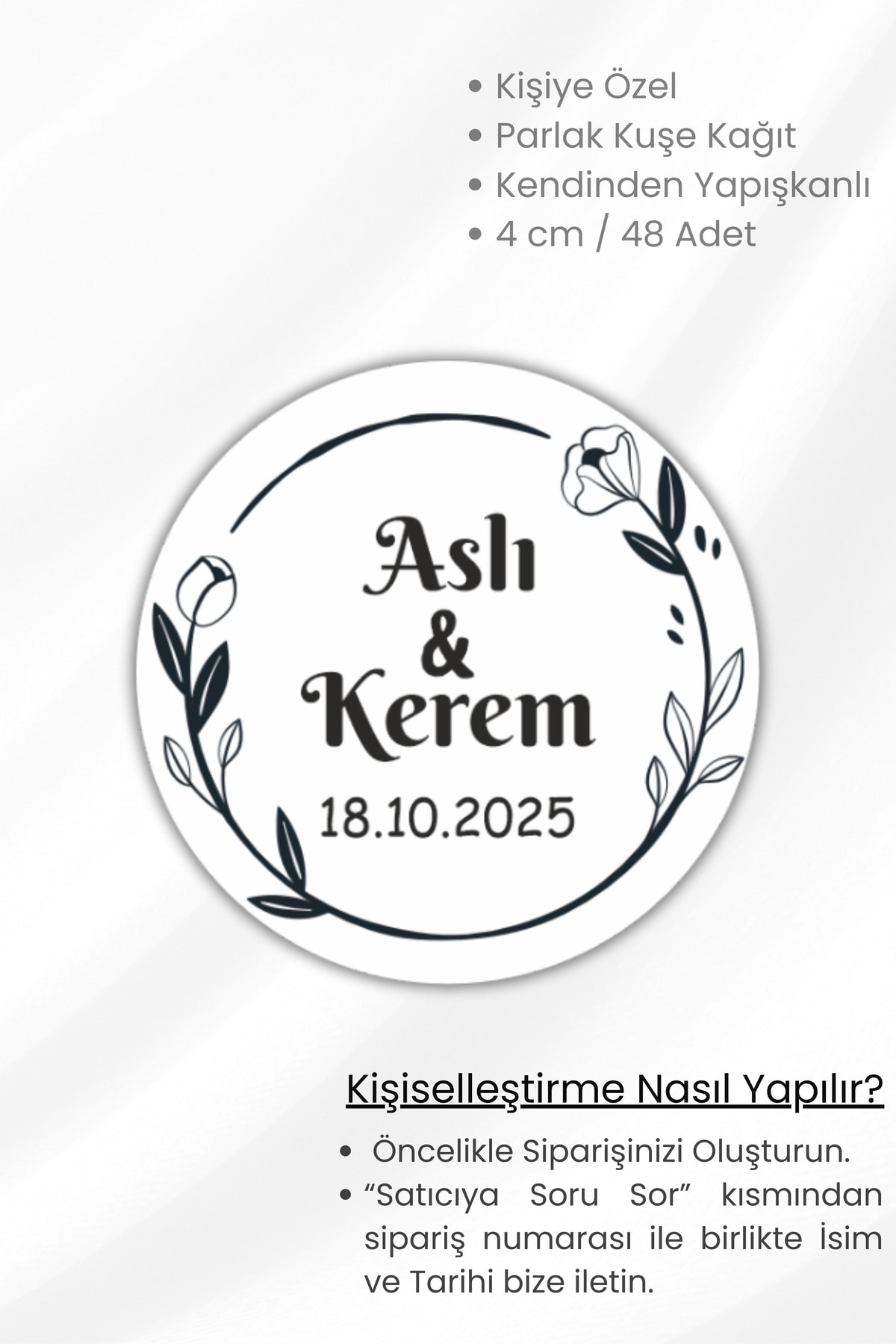 Kişiye Özel Kına-nişan-söz-nikah-düğün Etiketi- 48 Adet 4 cm Etiket/Sticker