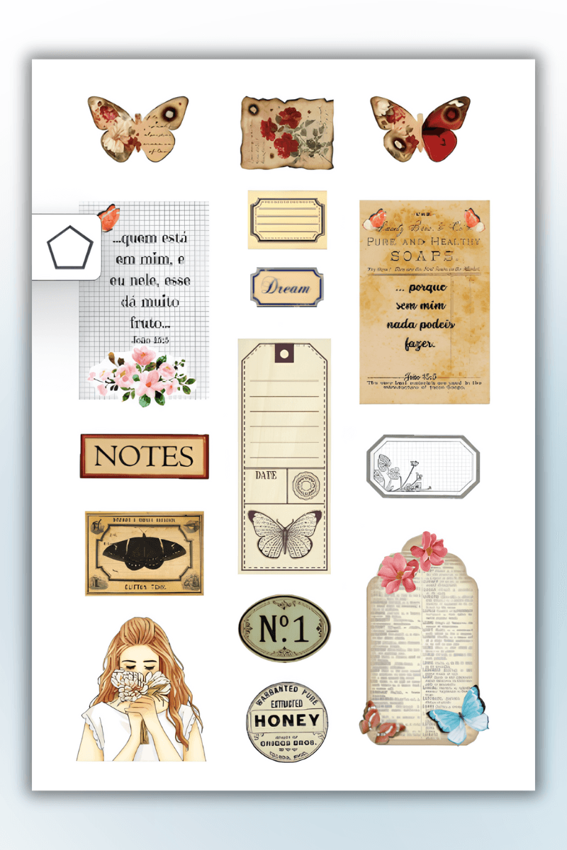 Birikiyedi 5'li Vintage Sticker Planner Ajanda Bullet Journal İçin Uygun Set