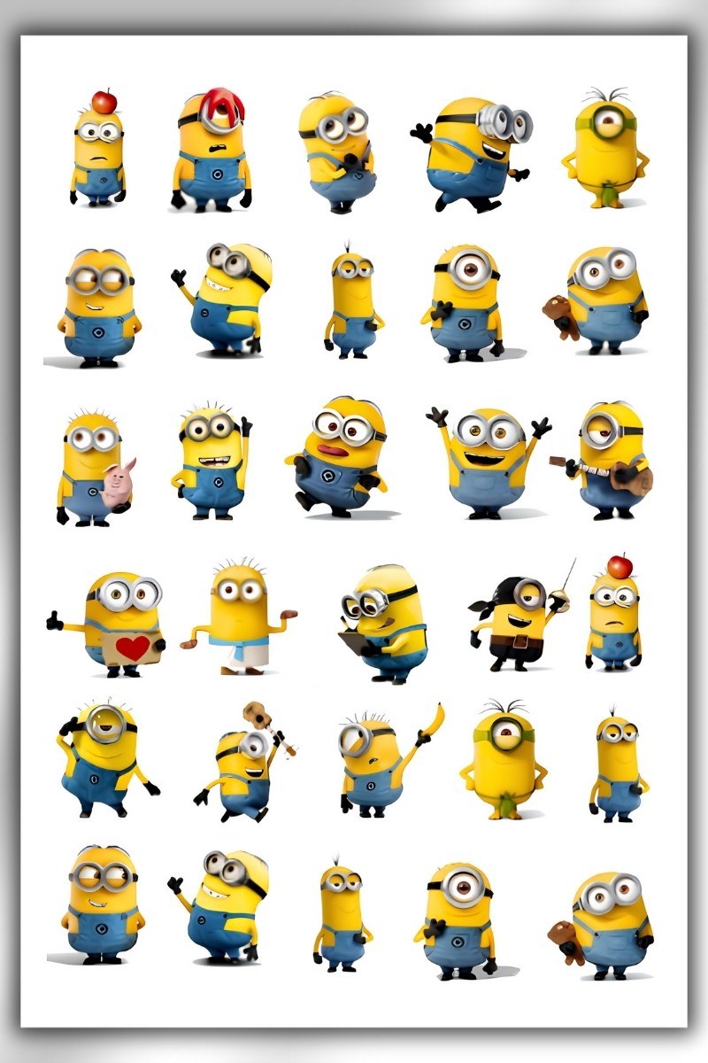 Minions 2 Li Sticker Set Telefon Laptop Notebook Tablet Defter Matara Etiket