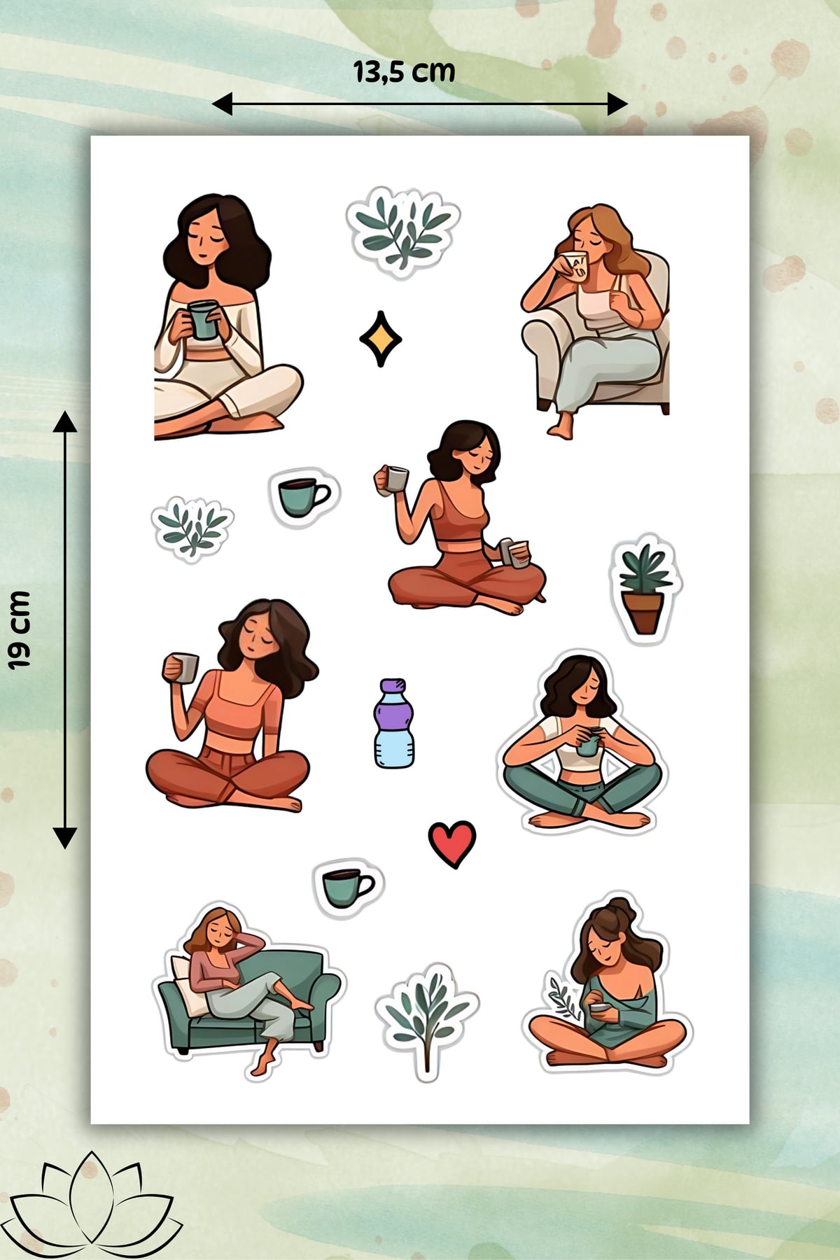 2'Li Meditasyon Sticker Set Etiket Bullet Journal/Defter/Matara/Telefon için Uygun