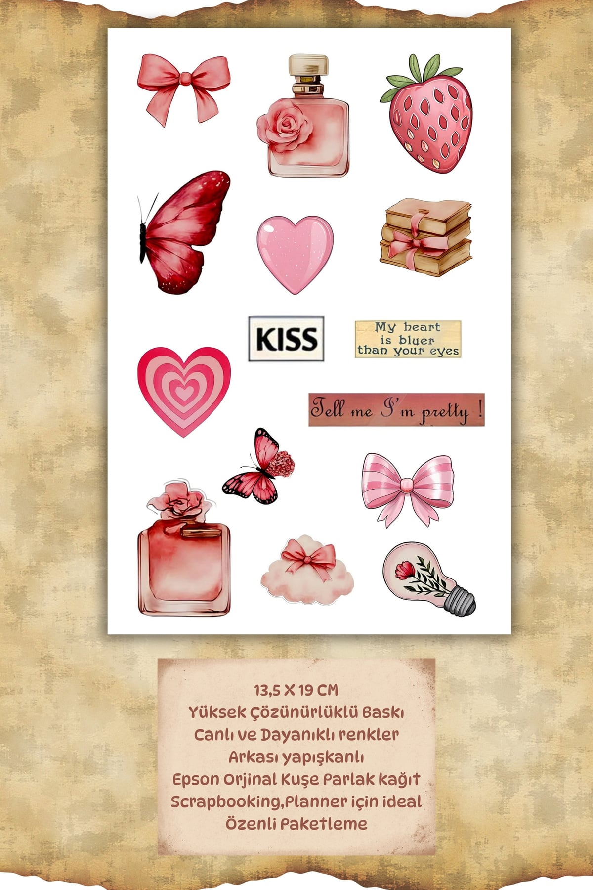 3 'lü Vintage Sticker Planner Ajanda Bullet Journal Için Uygun Set