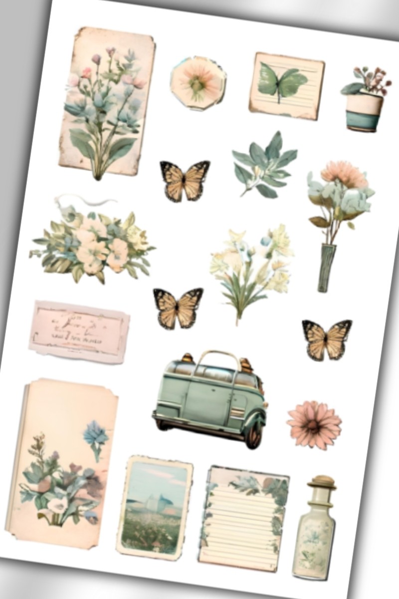 Vintage Temalı Sticker Planner ,Ajanda ,Bullet Journal Için Uygun