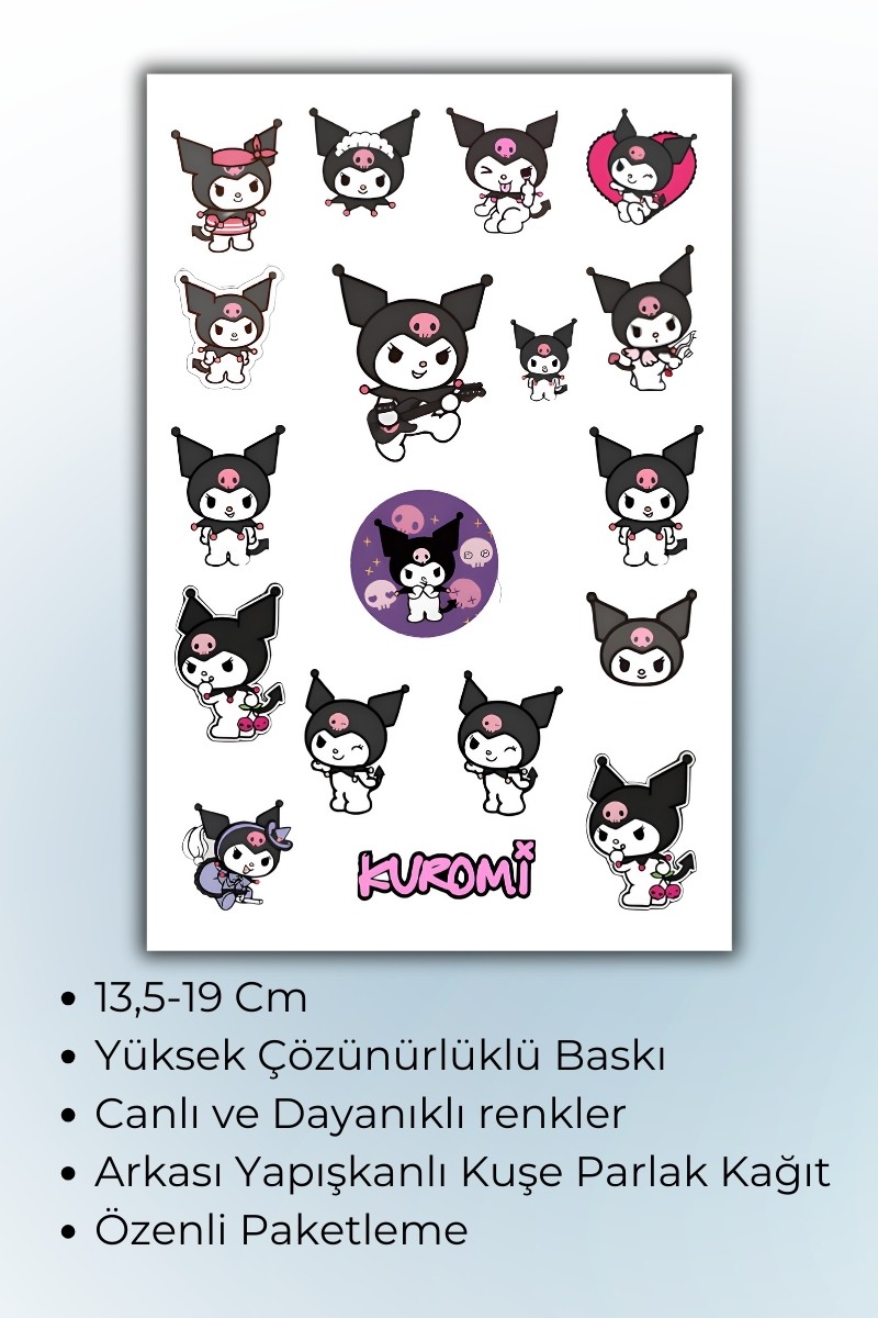 Birikiyedi Kuromi Sanrio Sticker Set - 3 Sayfa  60+  Etiket