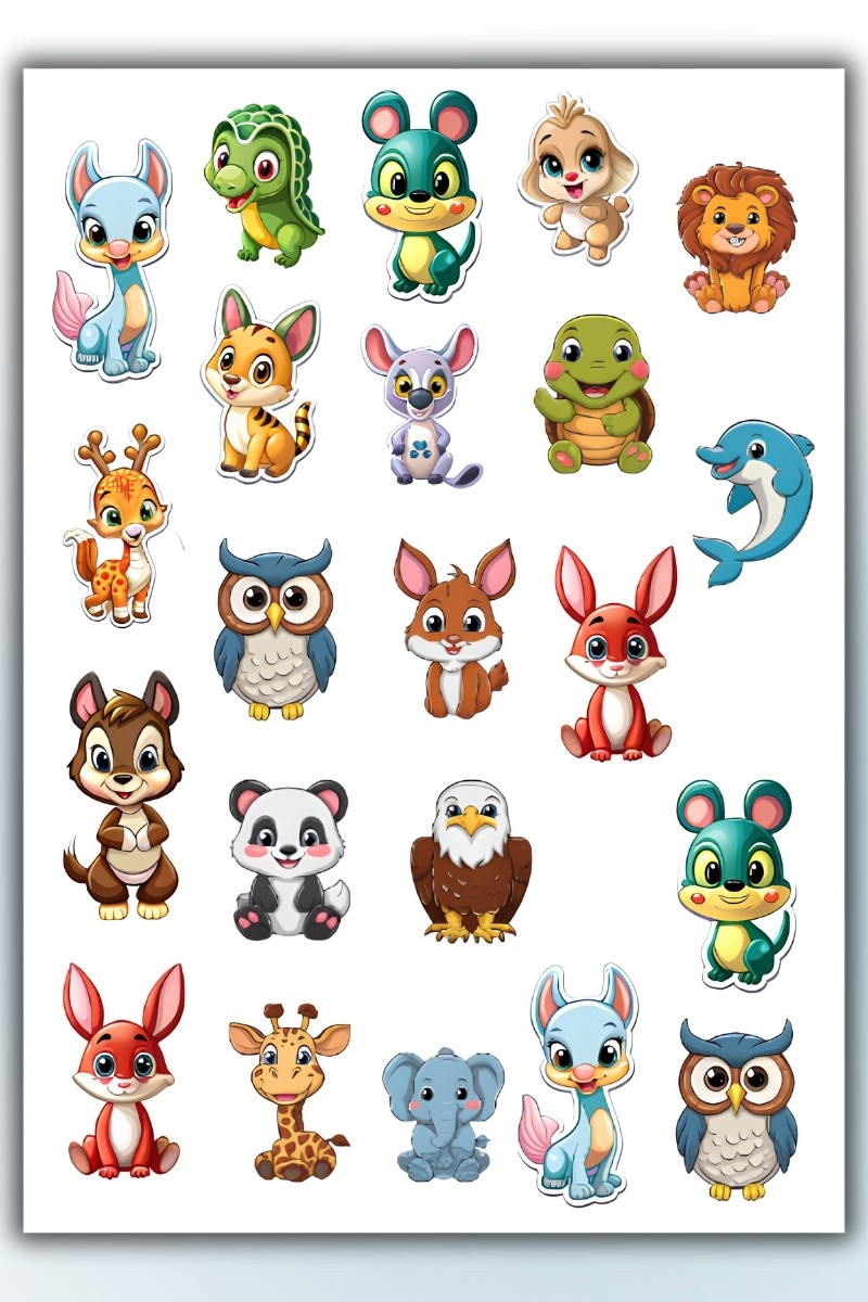 Birikiyedi Sevimli Hayvanlar Temalı Sticker Planner Ajanda Bullet Journal Için Uygun