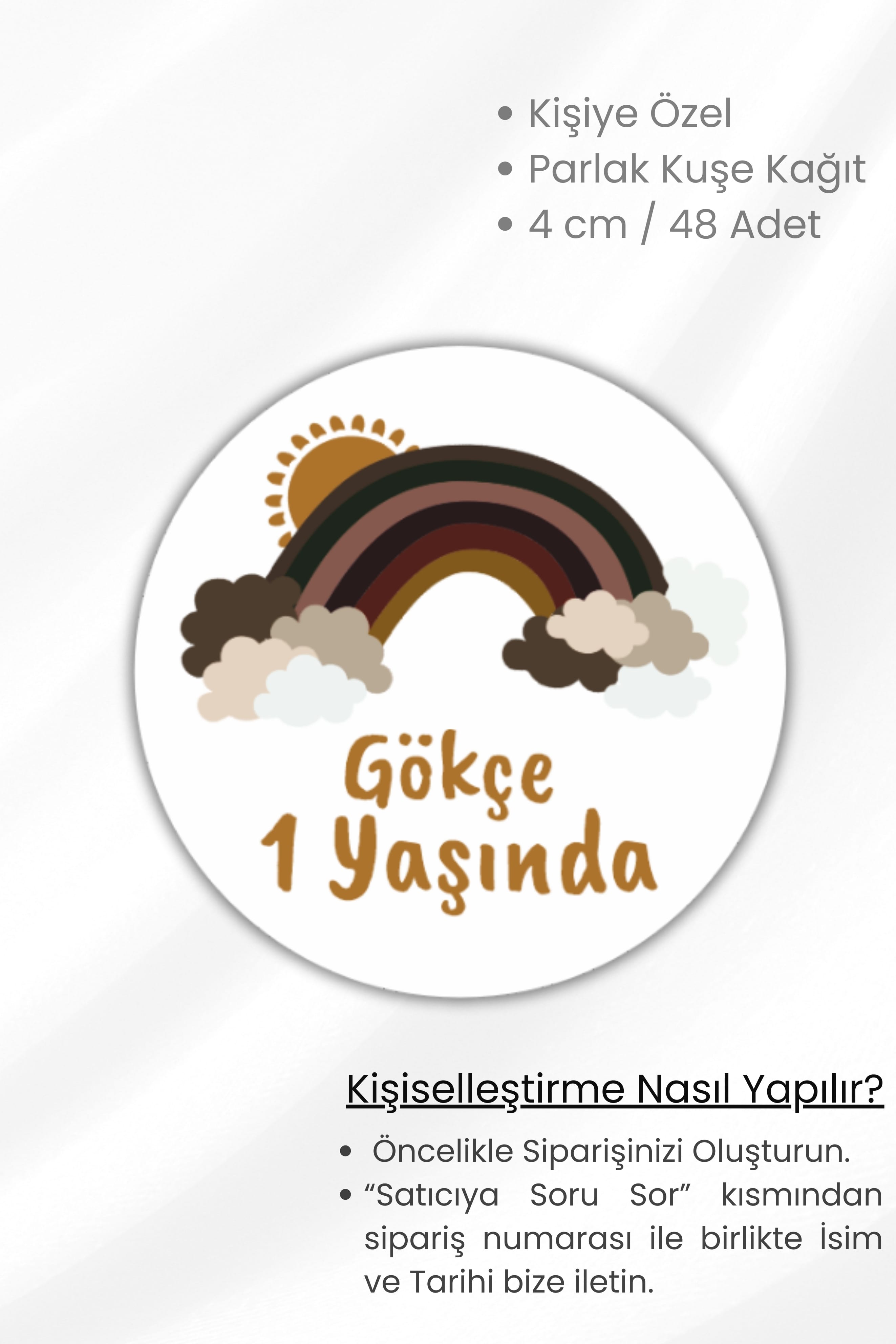 İsme/Kişiye Özel Doğum Günü Babyshower Hoşgeldin Bebek Etiketi 4 cm 48 Adet Etiket