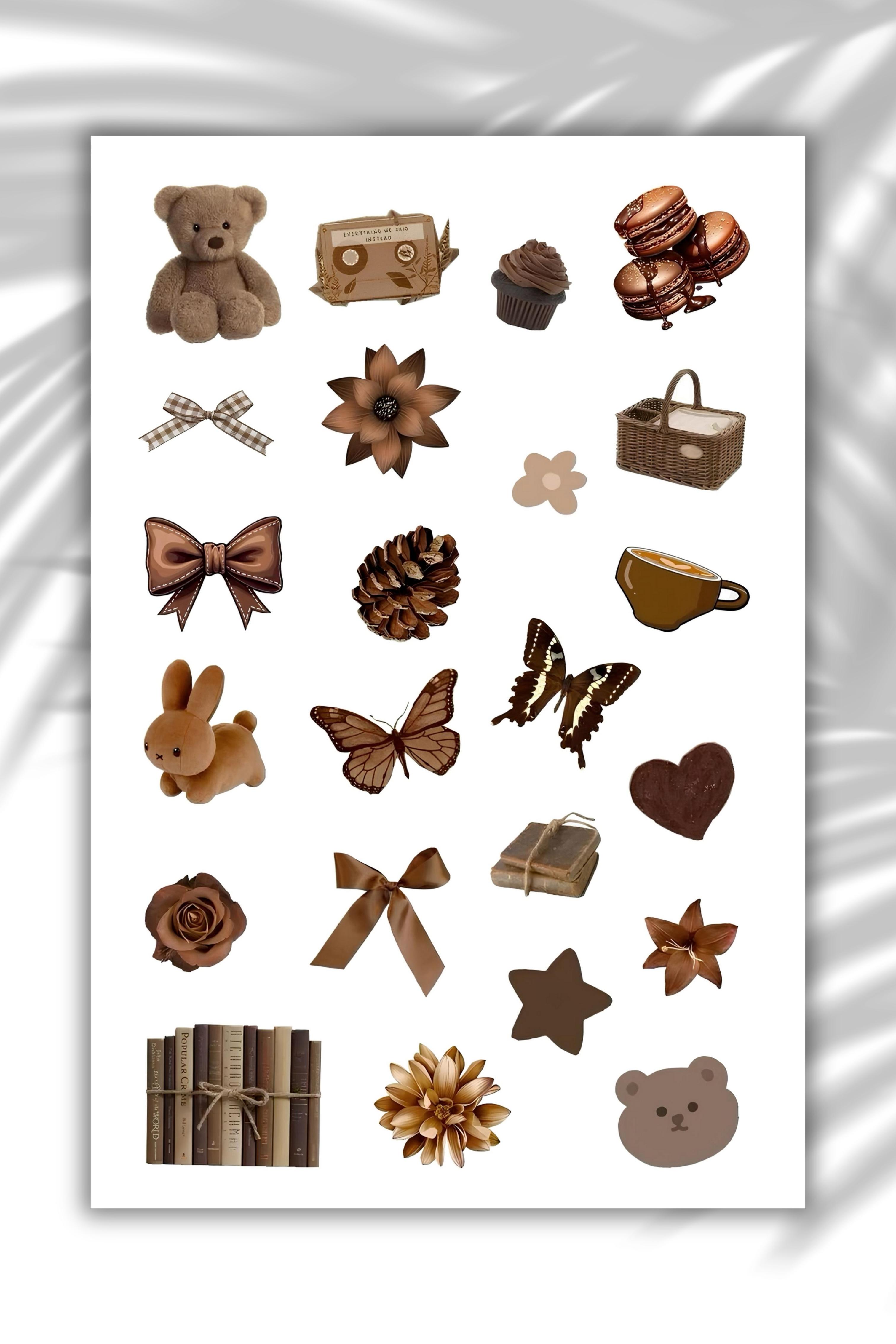 Brown-kahverengi Temalı Sticker Planner/Ajanda/Bullet Journal/Laptop Için Uygun