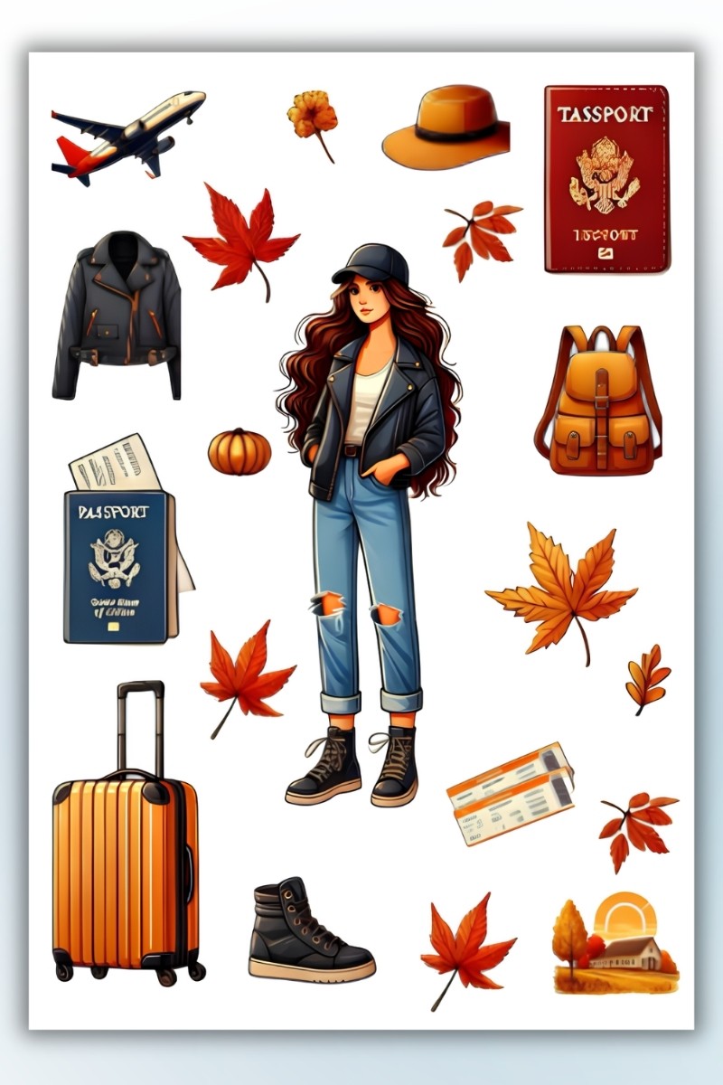 Birikiyedi Seyahat Temalı Sticker Planner Ajanda Bullet Journal Için Uygun