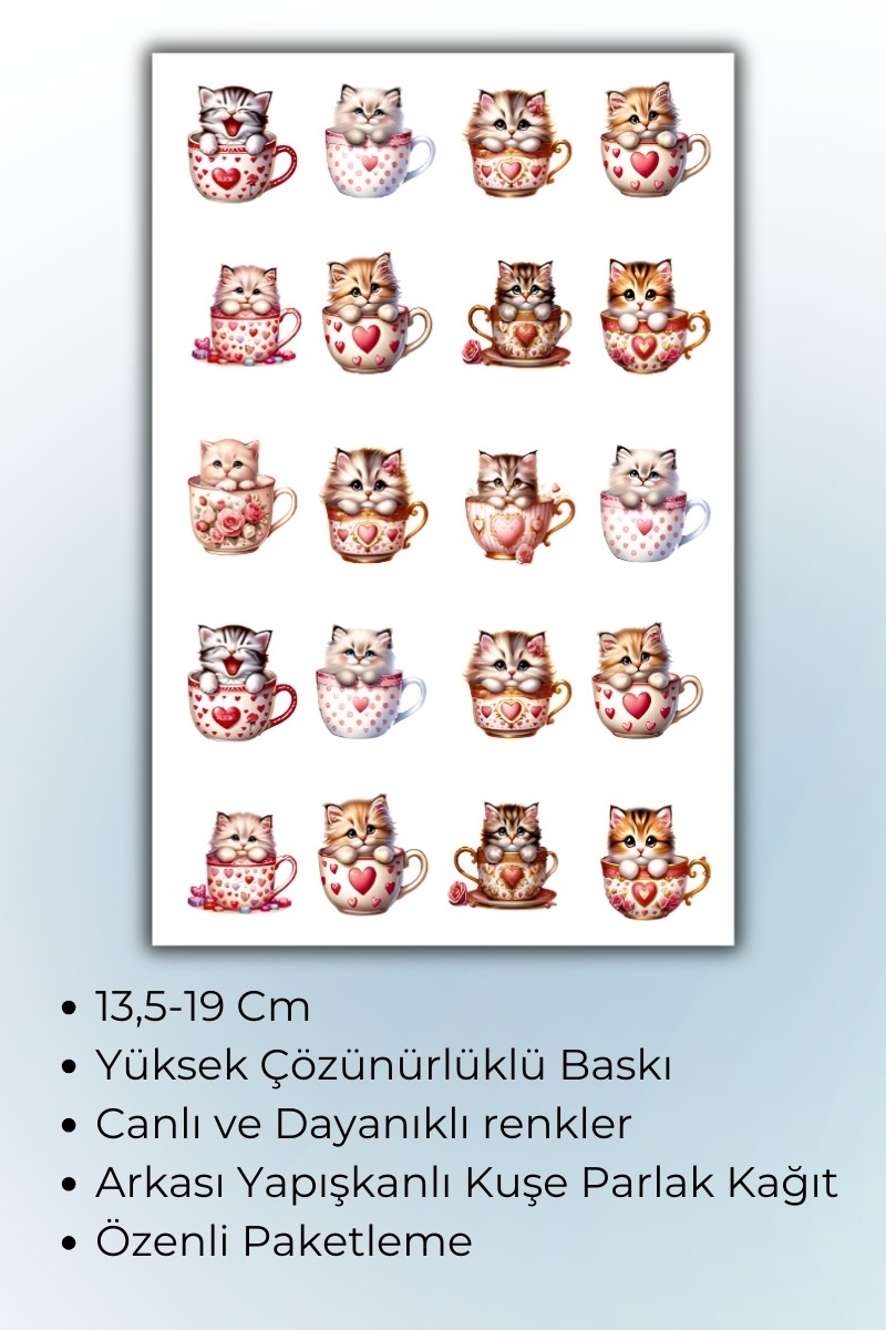 Sevimli Kedi Sticker Bullet Journal Sticker / Defter / Ajanda / Çıkartma yaklaşık A5 ebatında