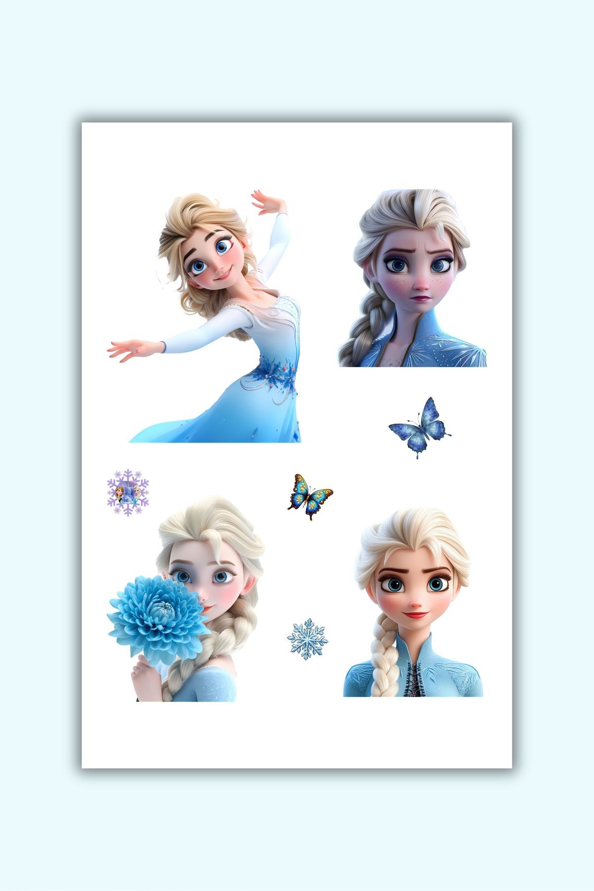 Elsa Frozen Sticker Etiket 4'Lü Etiket ( Ölçülere dikkatli bakınız)