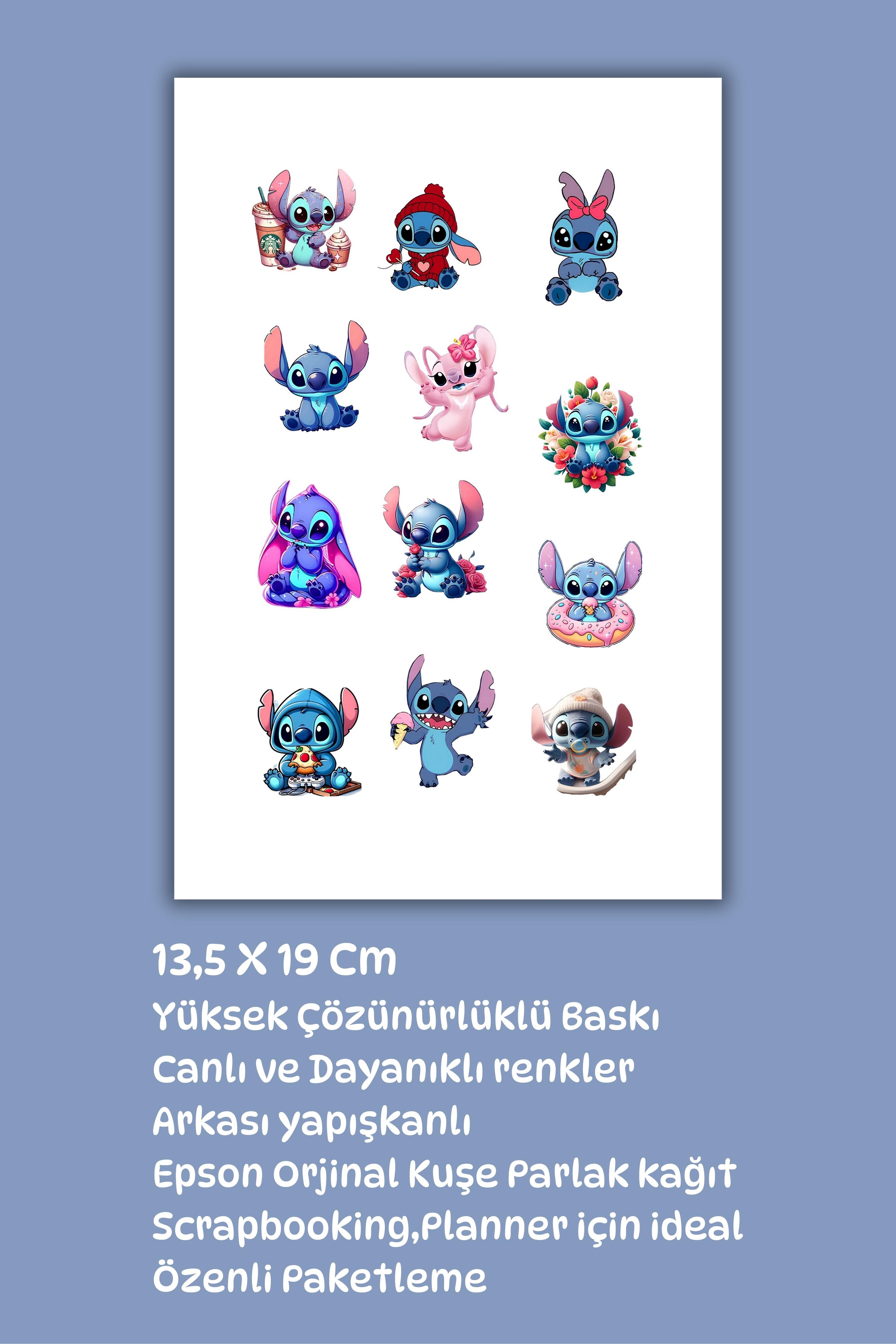 Stitch Temalı 35 Parça Sticker Seti - Kawaii Karakter Etiketleri Defter Laptop Telefon Matara İçin