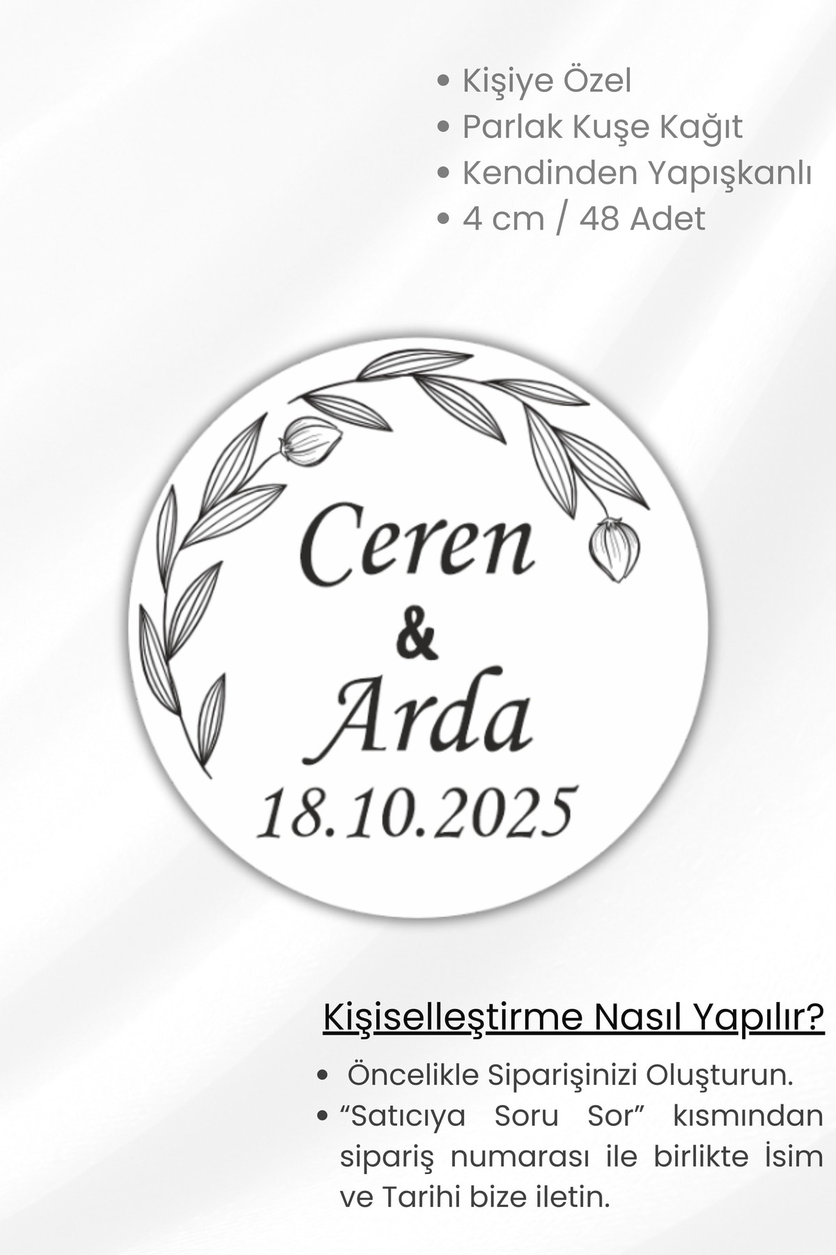 Kişiye Özel Kına-nişan-söz-nikah-düğün Etiketi- 48 Adet 4 cm Etiket/Sticker