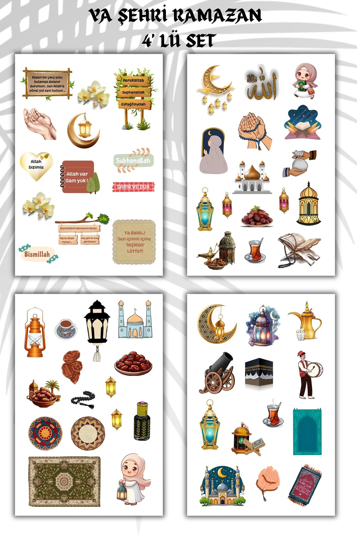 Ramazan Sticker Set 4 sayfa Ramadan Sticker's Set Planner Ajanda Bullet Journal Için