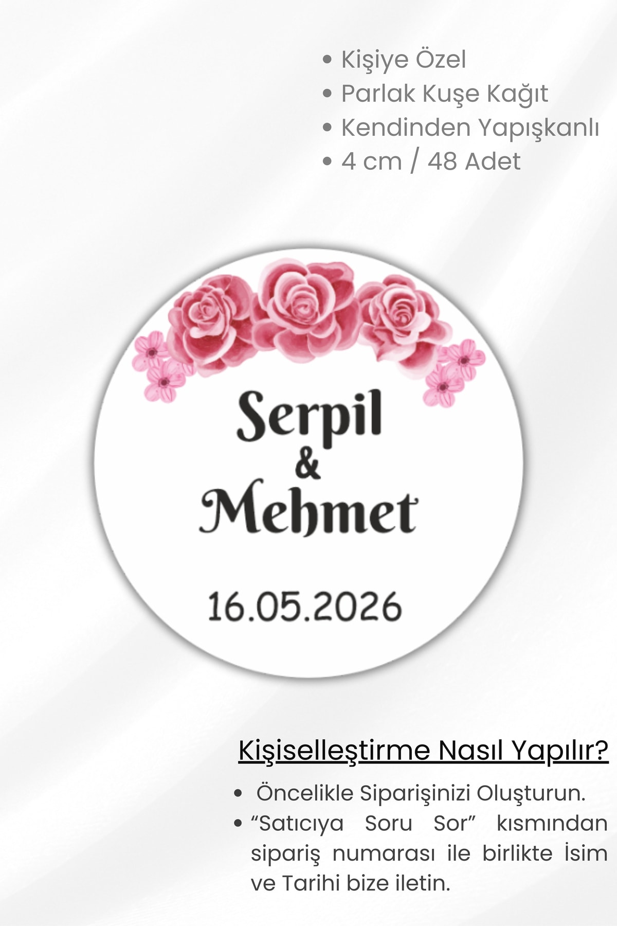Kişiye Özel Kına-nişan-söz-nikah-düğün Etiketi- 48 Adet 4 cm Etiket/Sticker