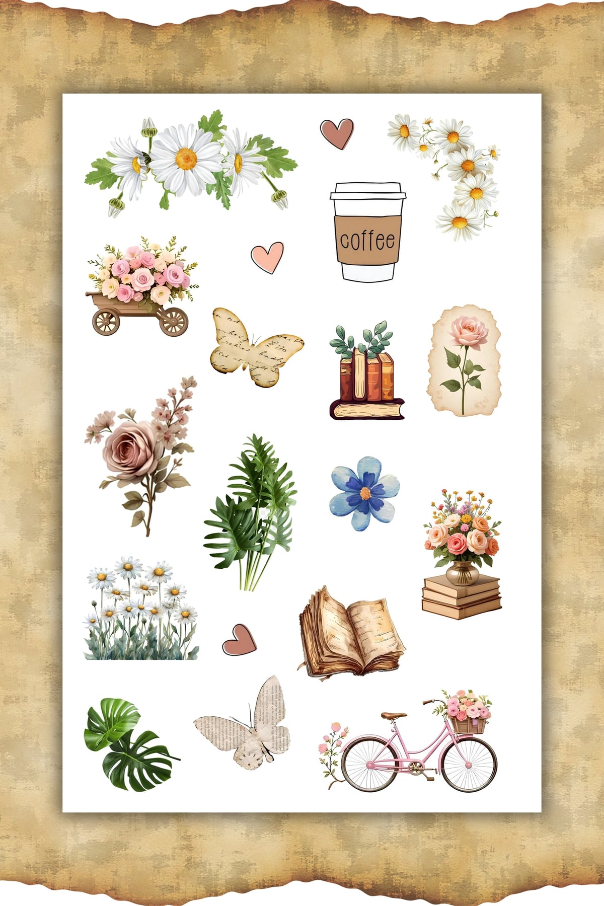 3 'lü Vintage Sticker Planner Ajanda Bullet Journal Için Uygun Set