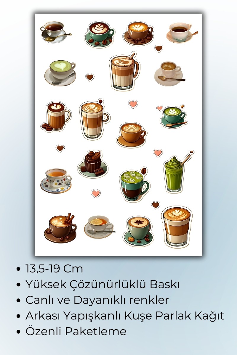 Birikiyedi İçecek Temalı  Sticker Planlayıcı Planner Ajanda Bullet Journal İçin Uygun Etiket