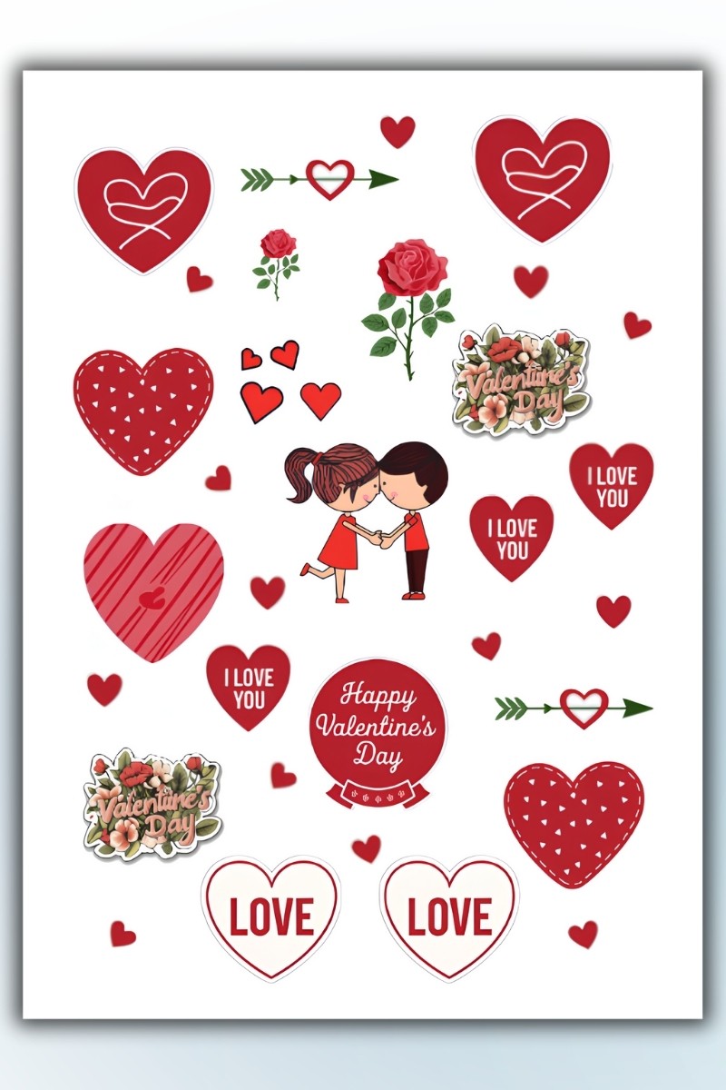 Birikiyedi Sevgil,Aşk ,Sevgililer Günü 5'Li Sticker Seti Planner Ajanda Bullet Journal İçin Uygun Set