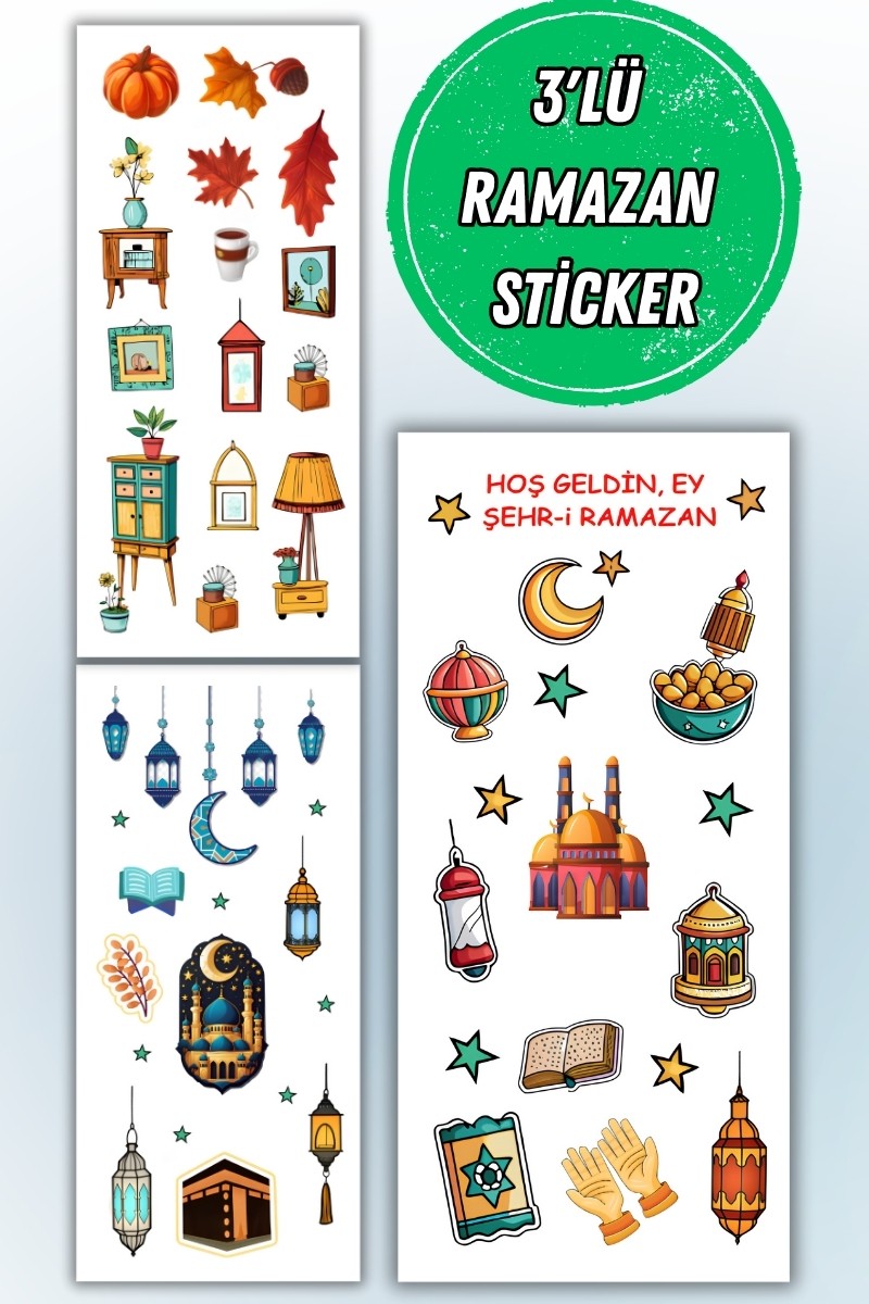 3'L ü Ramazan Temalı  Sticker Seti Bullet Journal Sticker / Defter / Ajanda / Çıkartma