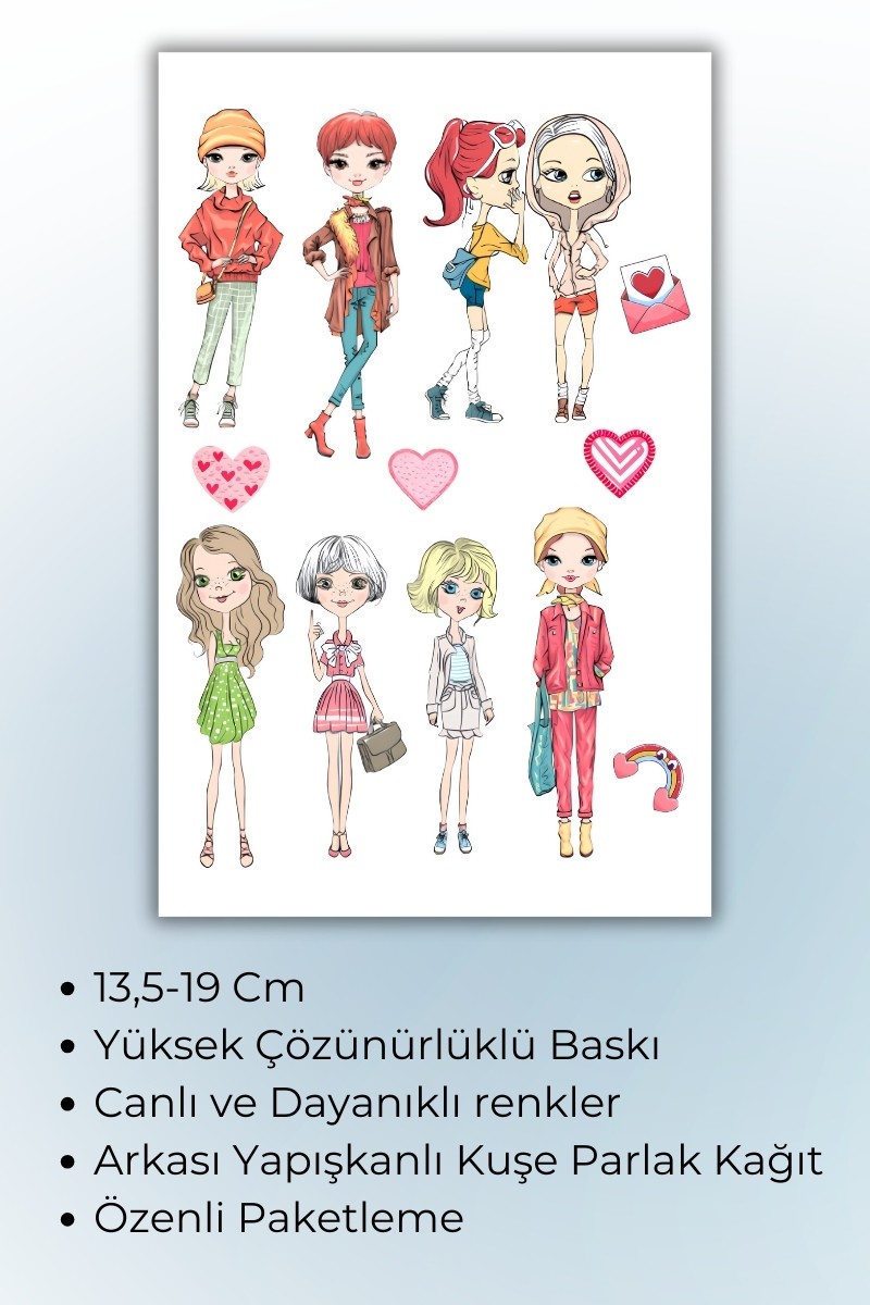 Birikiyedi Genç Kız Temalı Sticker Planner Ajanda Bullet Journal Için Uygun
