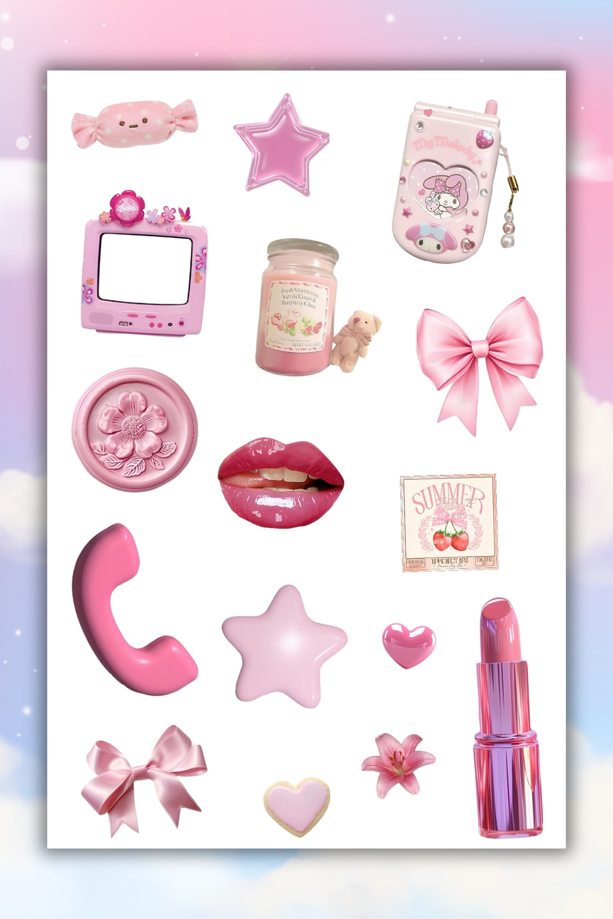 Pempe Temalı Sticker Ajanda Bullet Journal Için Uygun Set