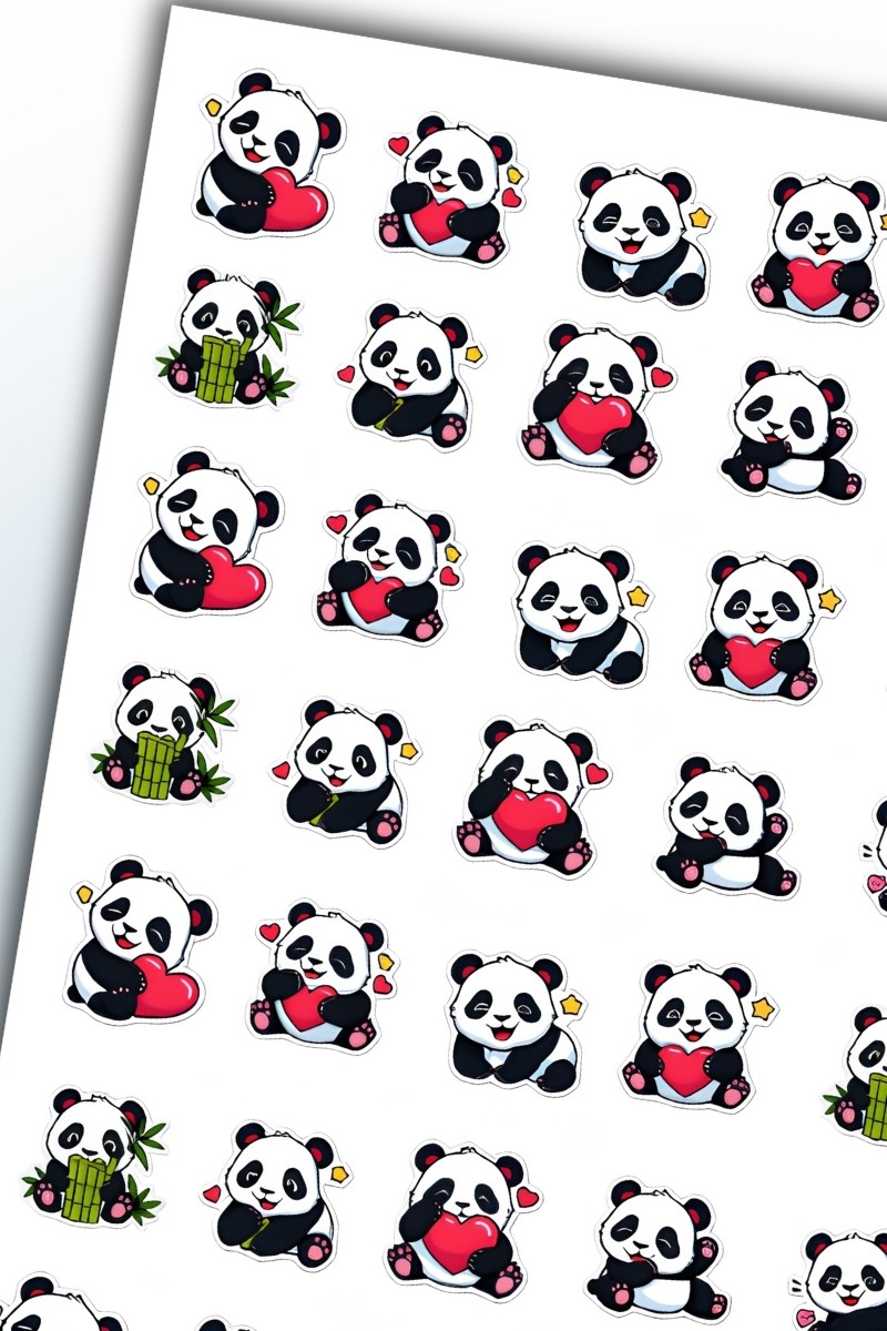 Birikiyedi Panda Temalı Sticker Planner Ajanda Bullet Journal Için Uygun