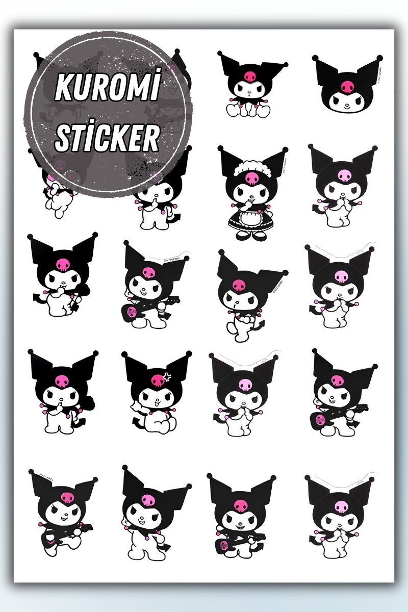 Birikiyedi Kuromi Sanrio Sticker Yaklaşık A5 Ebatı