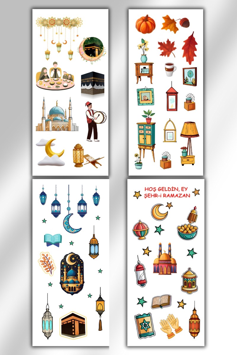 6' Lı Ramazan ve İslami Temalı Sticker Seti / Bullet Journal Scrapbook Kolaj için uygun