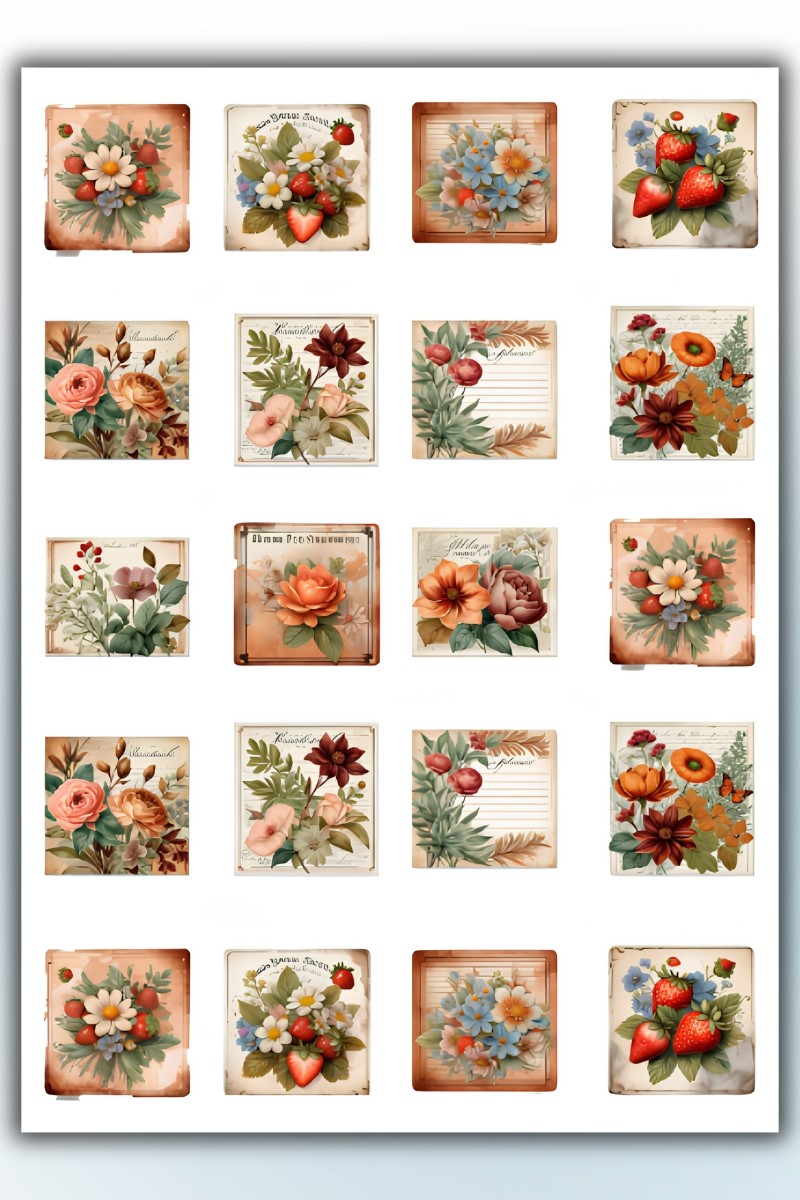 4 'Lü Vintage Pul Sticker Planner Ajanda Bullet Journal İçin Uygun Set