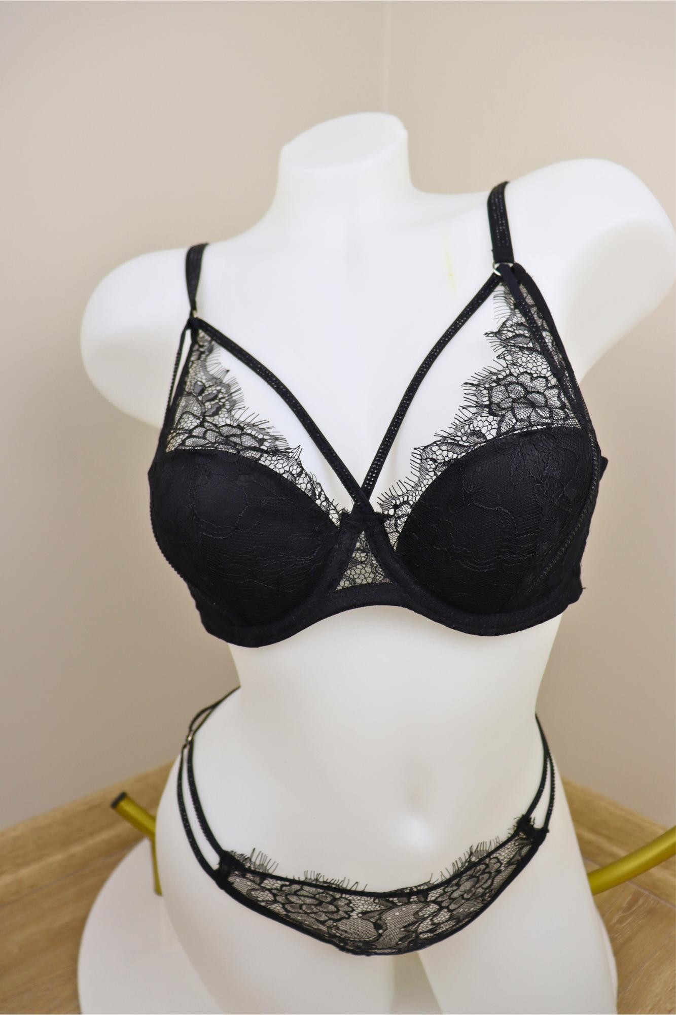 DHANTEL WHISPER BRA SET-BLACK