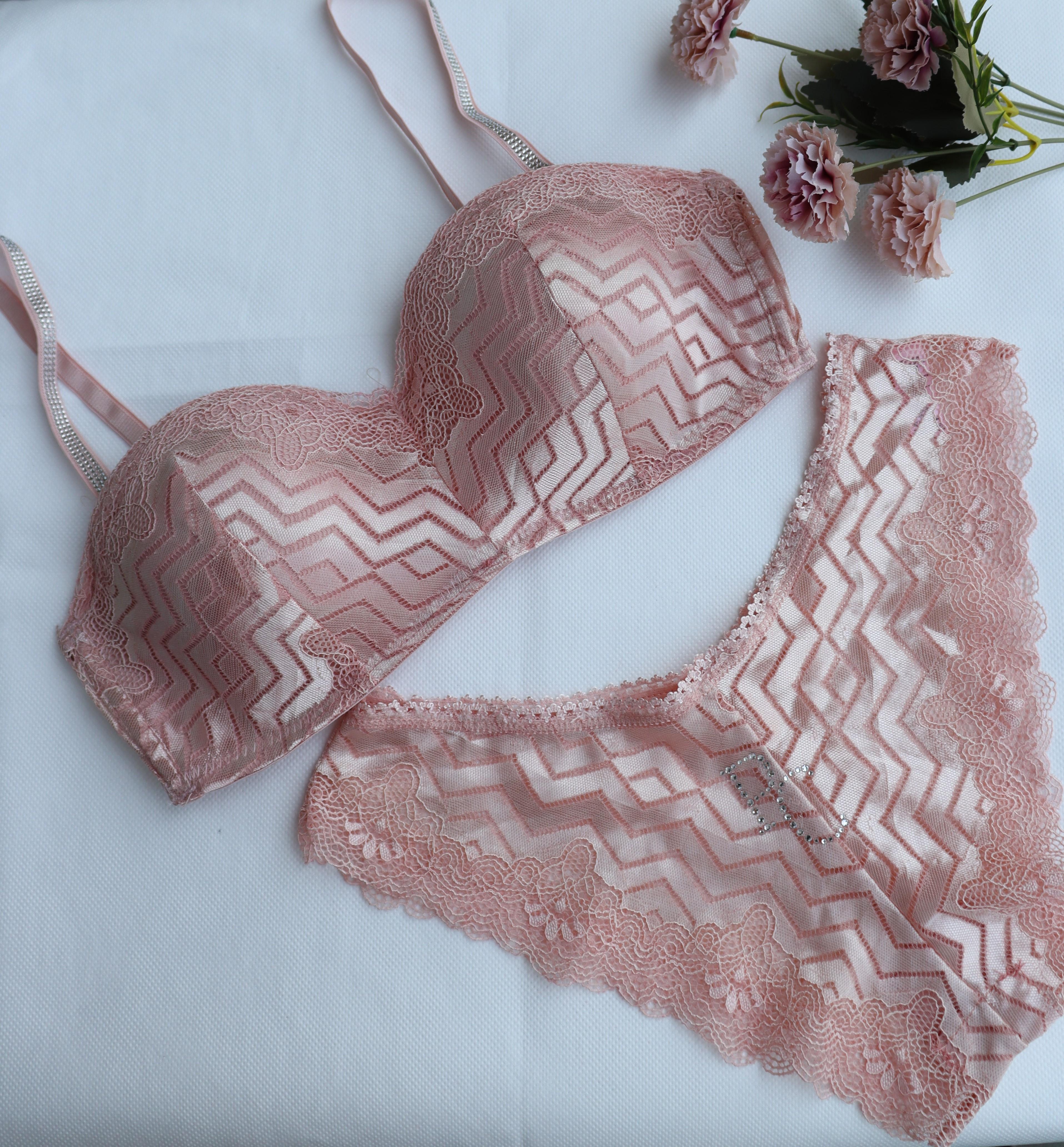 DHANTEL SATIN BRA SET-PINK