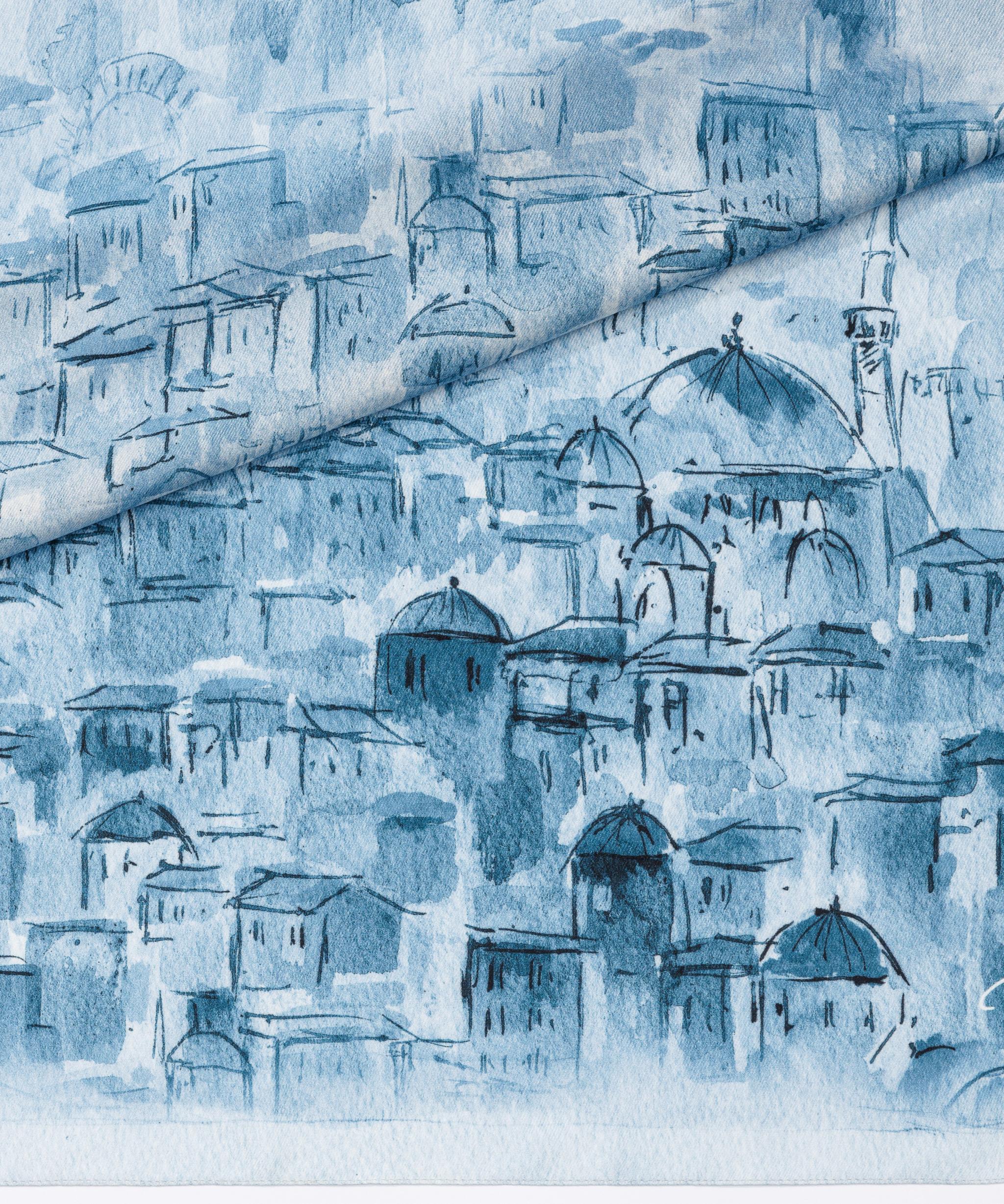 İstanbul Mavisi İpek Şal