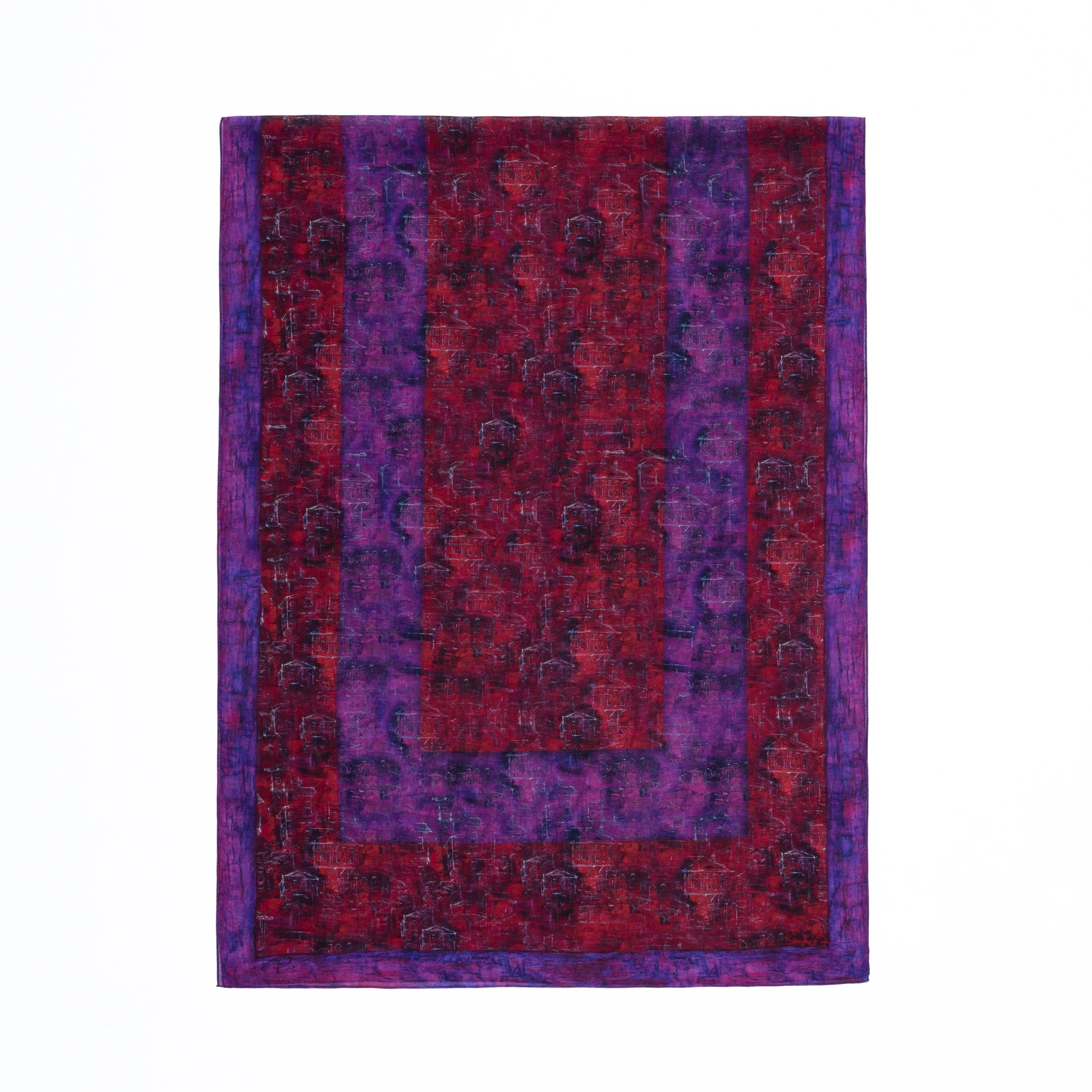 Sonsuz Şehirler Yün İpek Dikdörtgen Şal