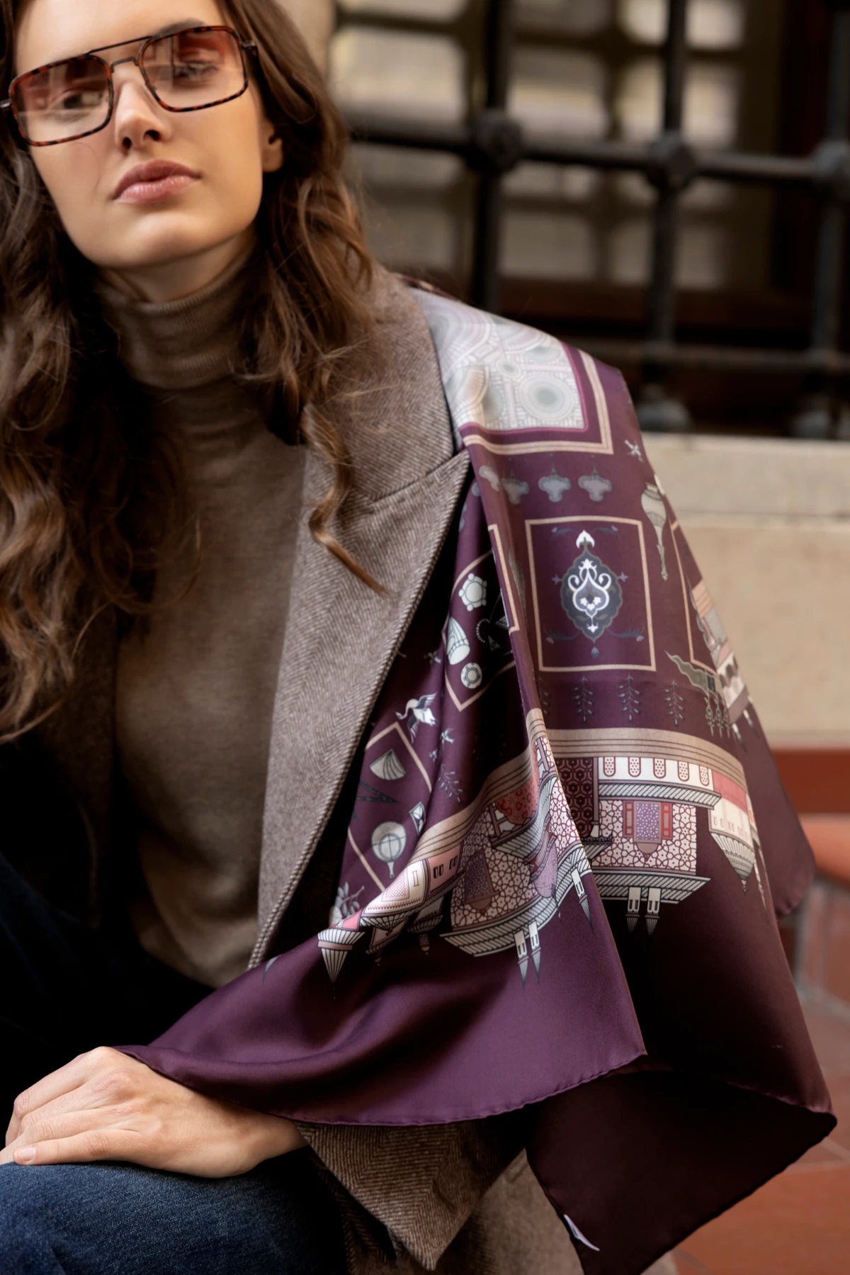 Topkapı Sarayı İpek Eşarp - Mürdüm