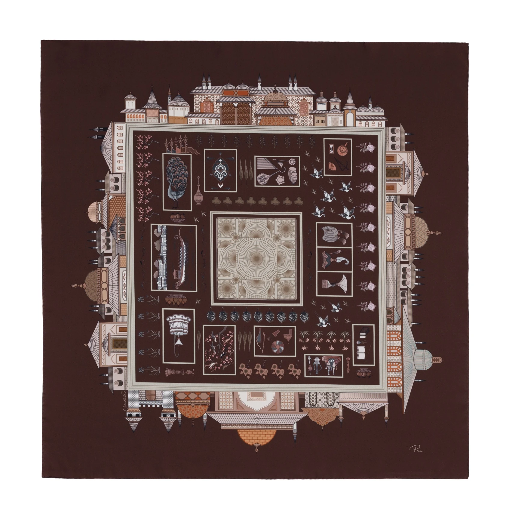 Topkapı Sarayı İpek Eşarp - Kahve