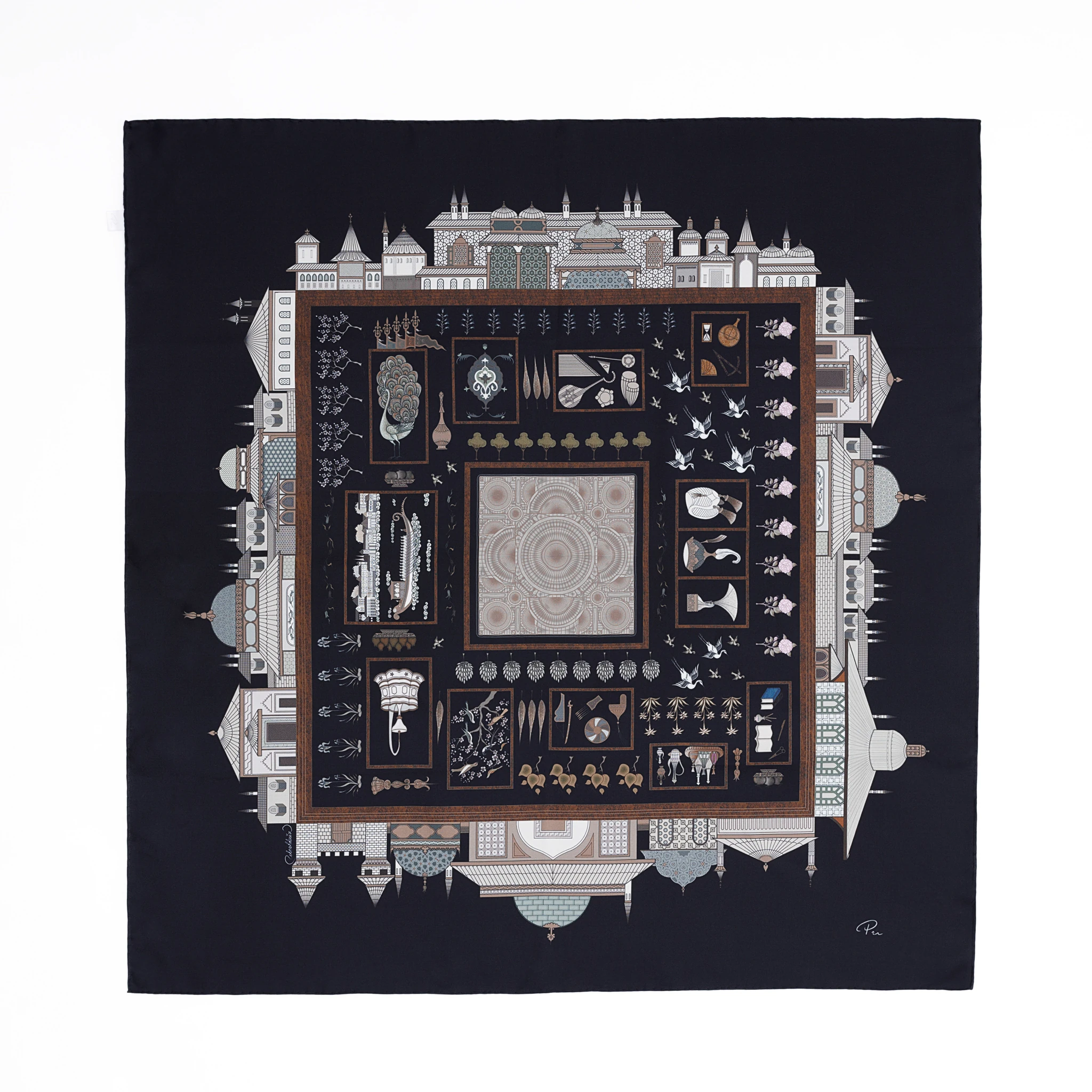 Topkapı Sarayı İpek Eşarp - Siyah