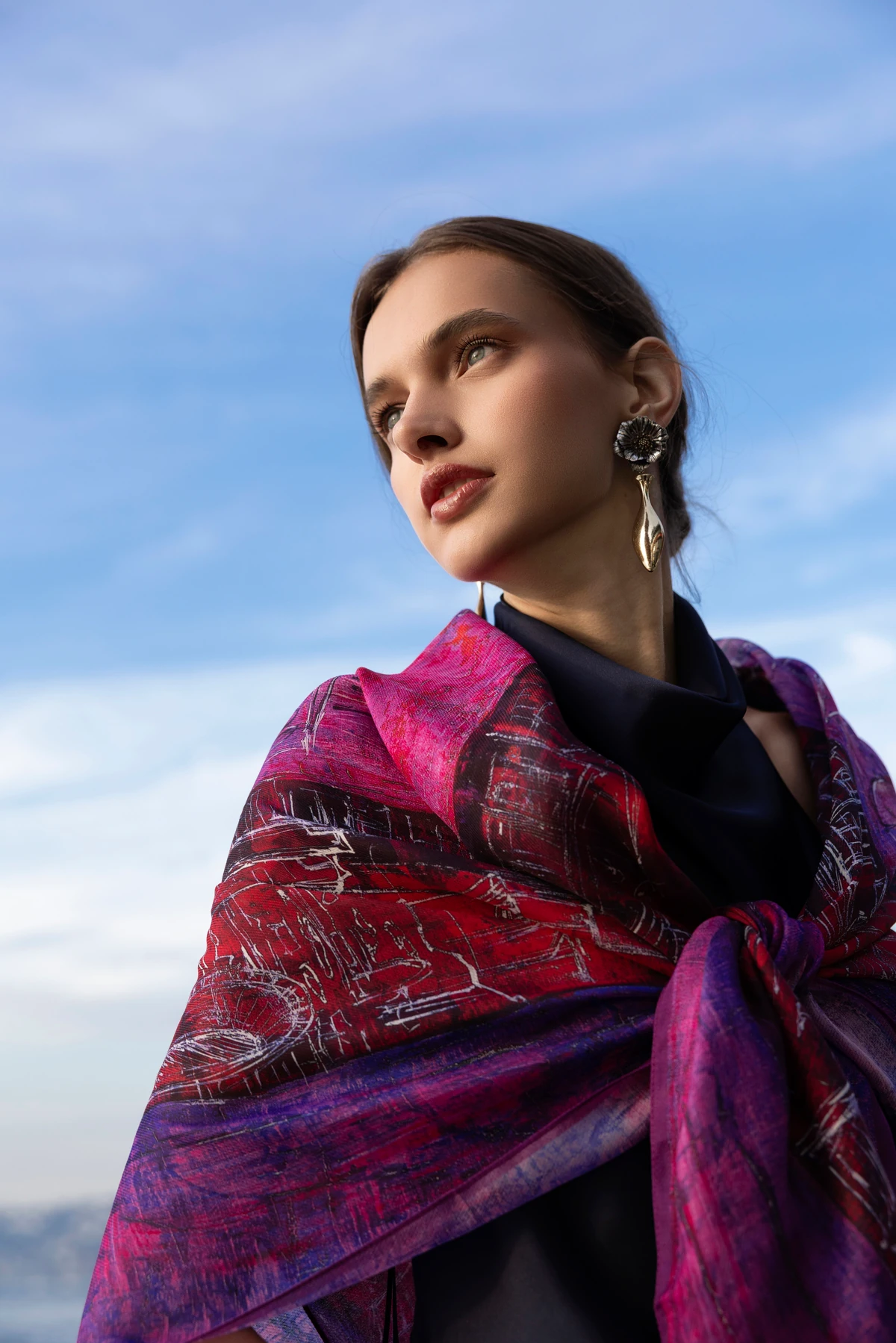 Sonsuz Şehirler Yün İpek Kare Şal 