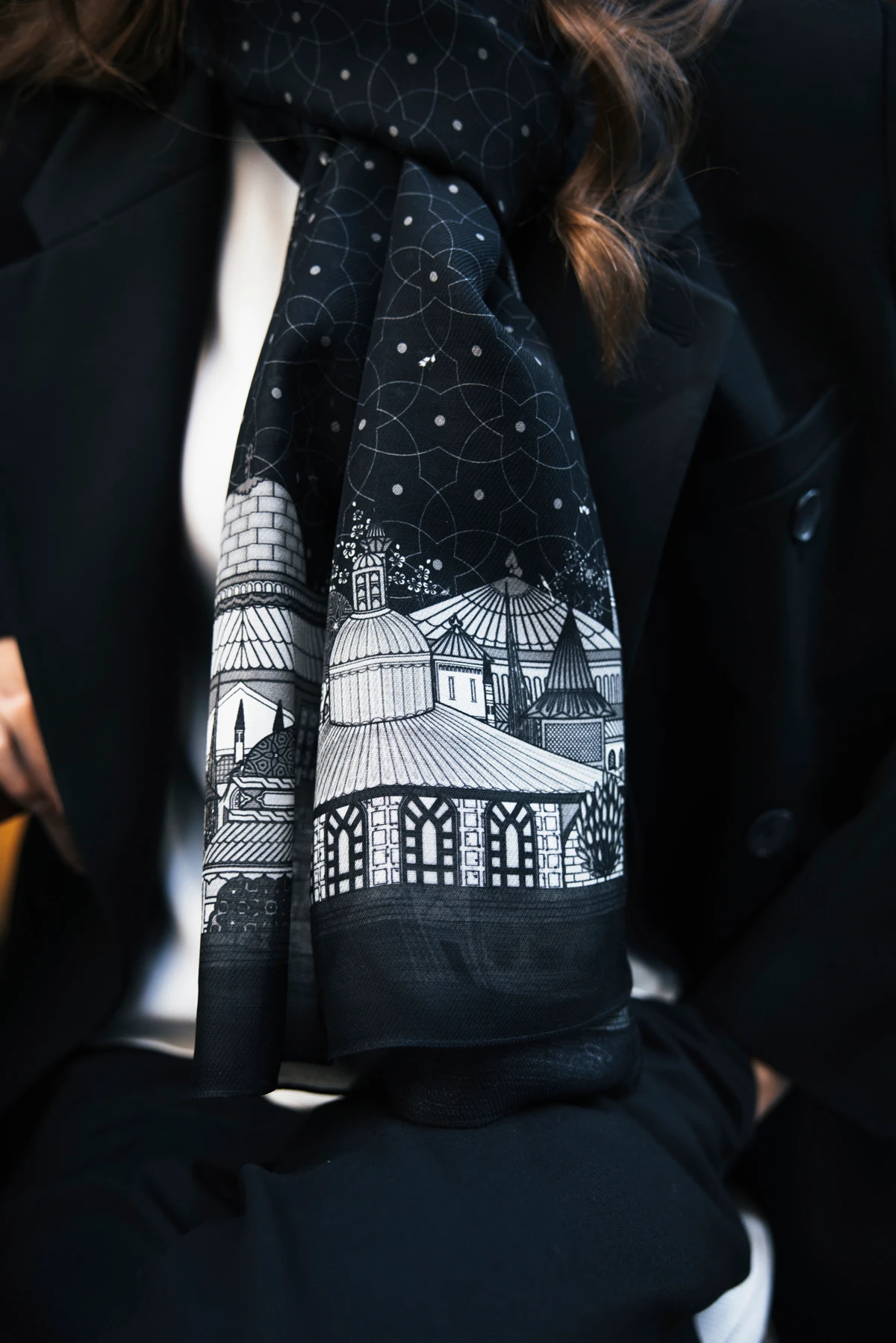 Topkapı Sarayı Dikdörtgen Şal - Siyah