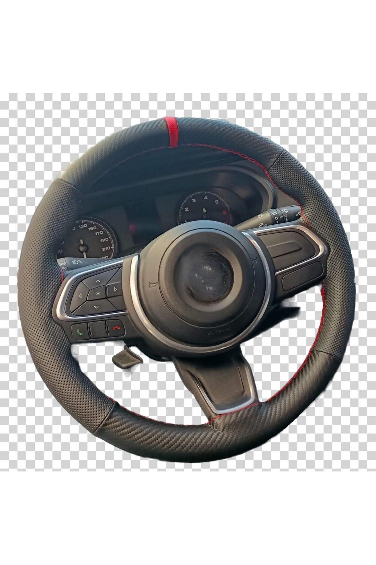 Fiat Egea Üniversal Dikmeli Direksiyon Kılıfı (NOKTALI-CARBON KIRMIZI YÜZÜKLÜ)açıklamayı Okuynz