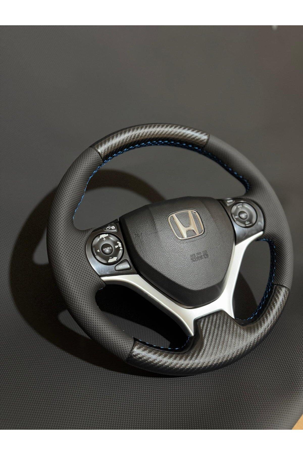 HONDA FB7 ARACA ÖZEL DİKMELİ DİREKSİYON KILIFI NOKTALI MİCROFİBER CARBON MAVİPLİ(AÇIKLAMAYI OKUYUNU