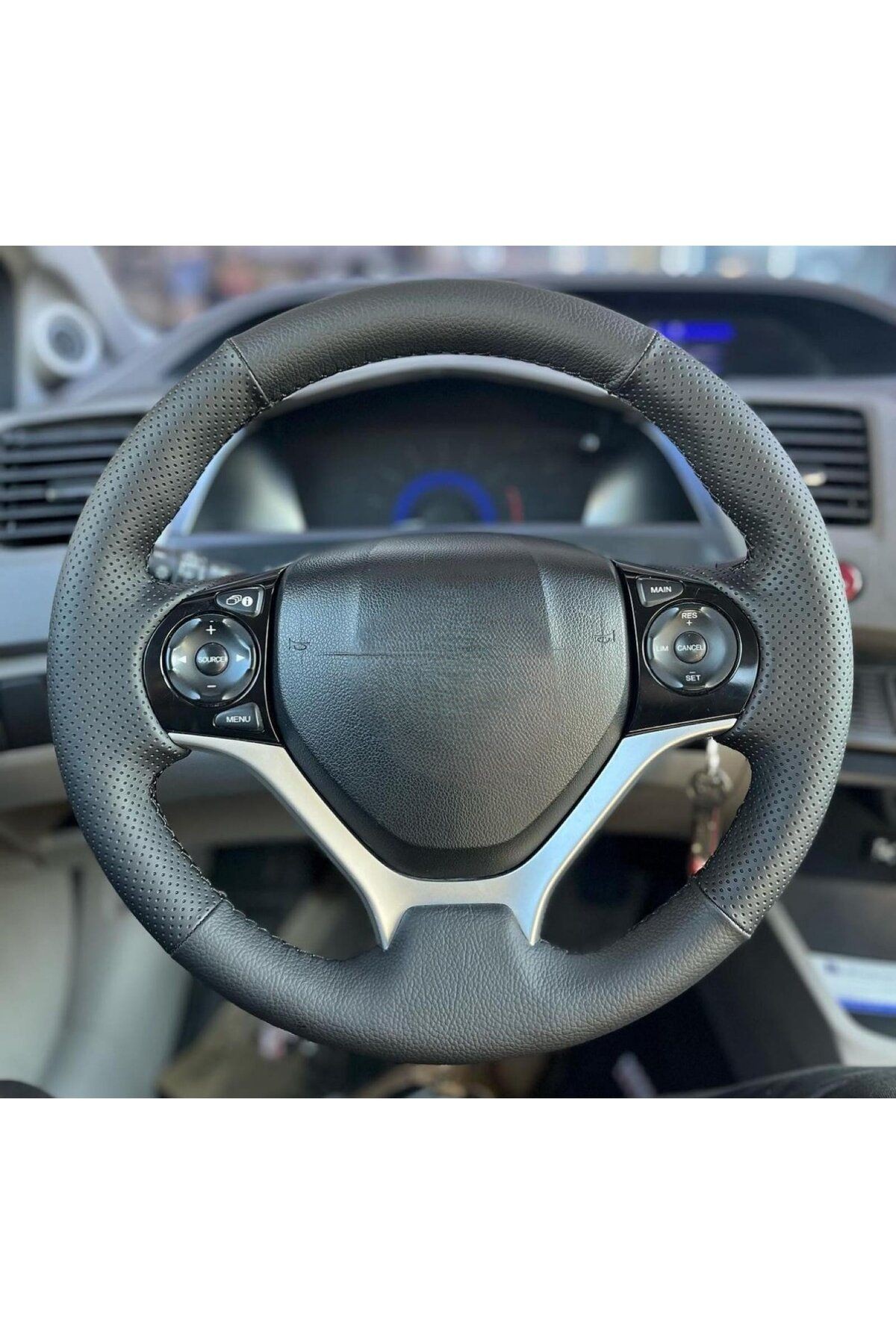Honda Civic Fb7 Araca Özel Direksiyon Kılıfı Spor Model Siyah (noktalı-düz Ithalderi )