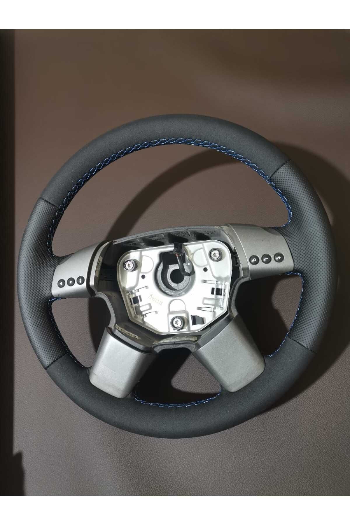 OPEL VECTRA C 2002-2005 ARACA ÖZEL DİKMELİ DİREKSİYON KILIFI (NOKTALI-NUBUK MAVİ İPLİ)