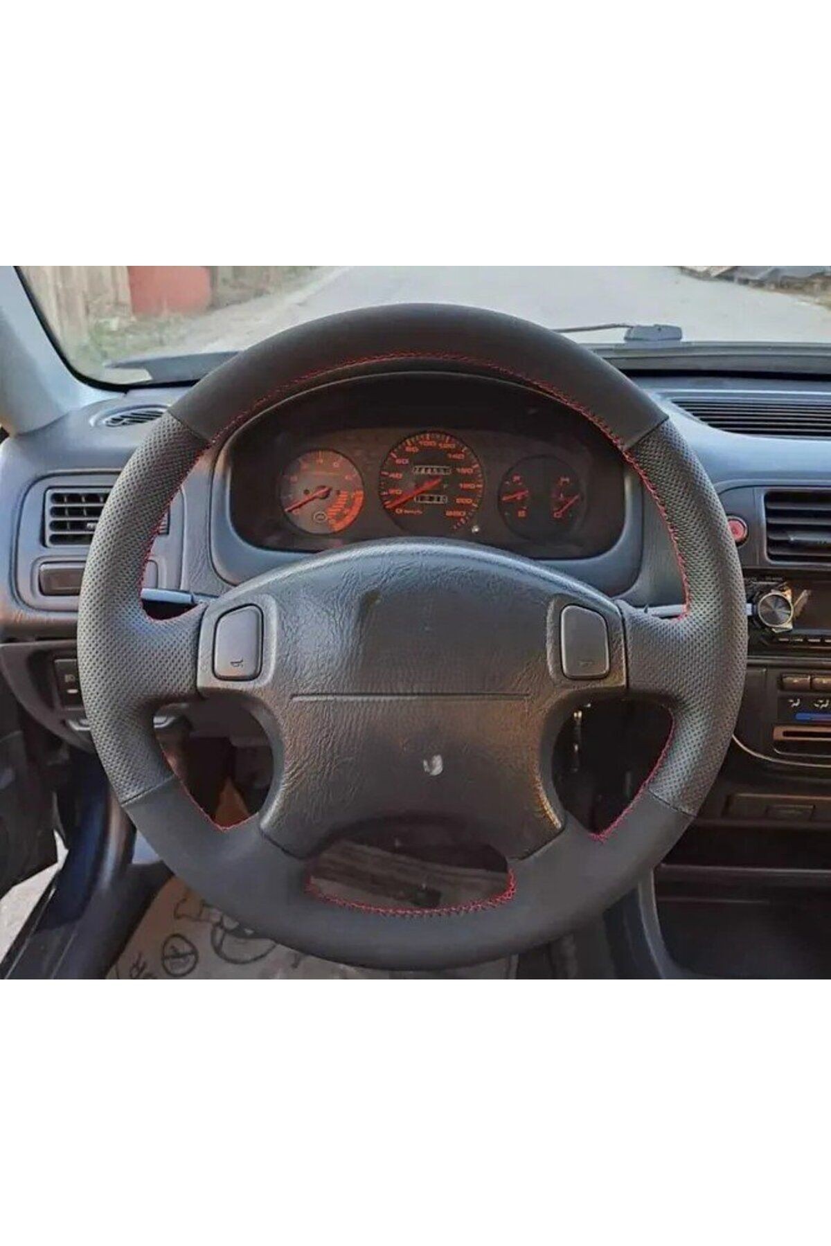 Honda Civic 199-2000 Araca Özel Direksiyon Kılıfı (NOKTALI-NUBUK KIRMIZI IPLİ)açıklamayı Okuynz