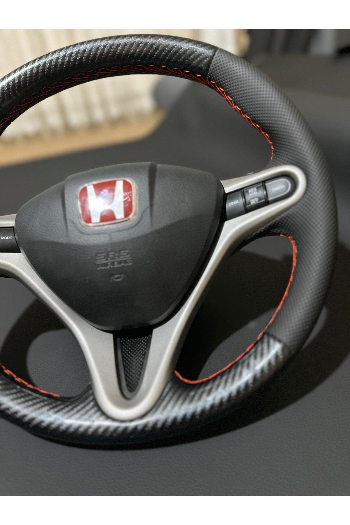 HONDA FD6 ARACA ÖZEL DİREKSİYON KILIFI (NOKTALI-MİCROFİBERCARBON)