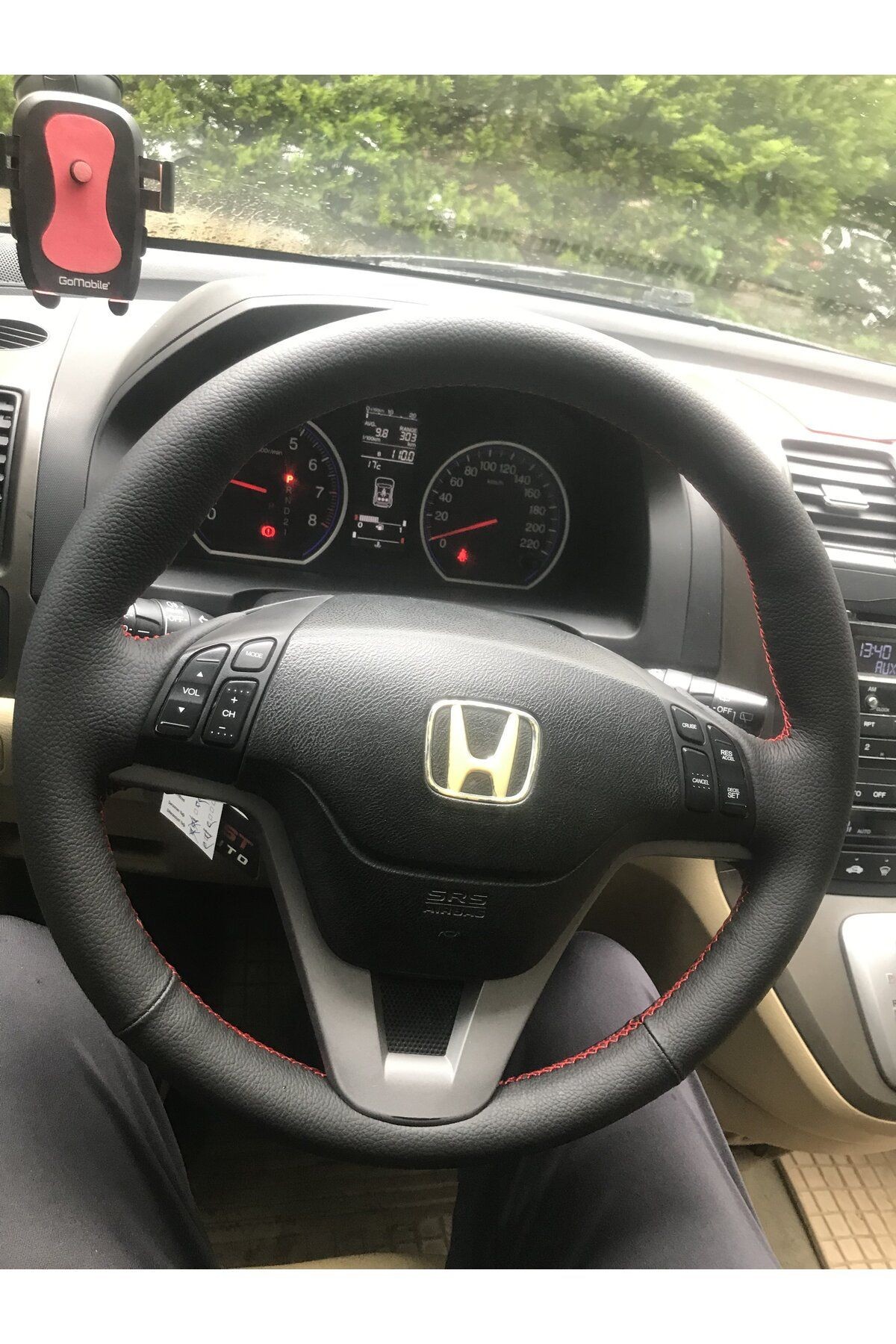 Honda CR-V Araca Özel Dikmeli Direksiyon Kılıfı (kırmızı ipli)