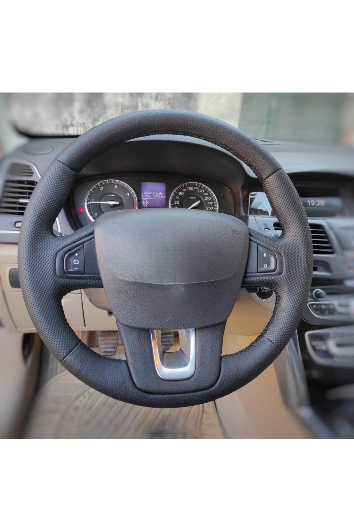 Renault Laguna 3 araca özel direksiyon kılıfı spor model siyah
