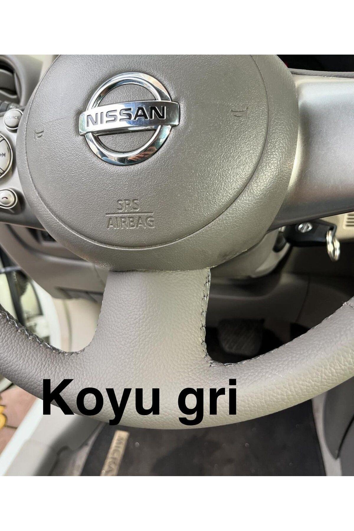 NİSSAN MİCRA 2010-2016 ARACA ÖZEL DİKMELİ DİREKSİYON KILIFI KOYU GRİ(AÇIKLAMAYI OKUYUNZ)