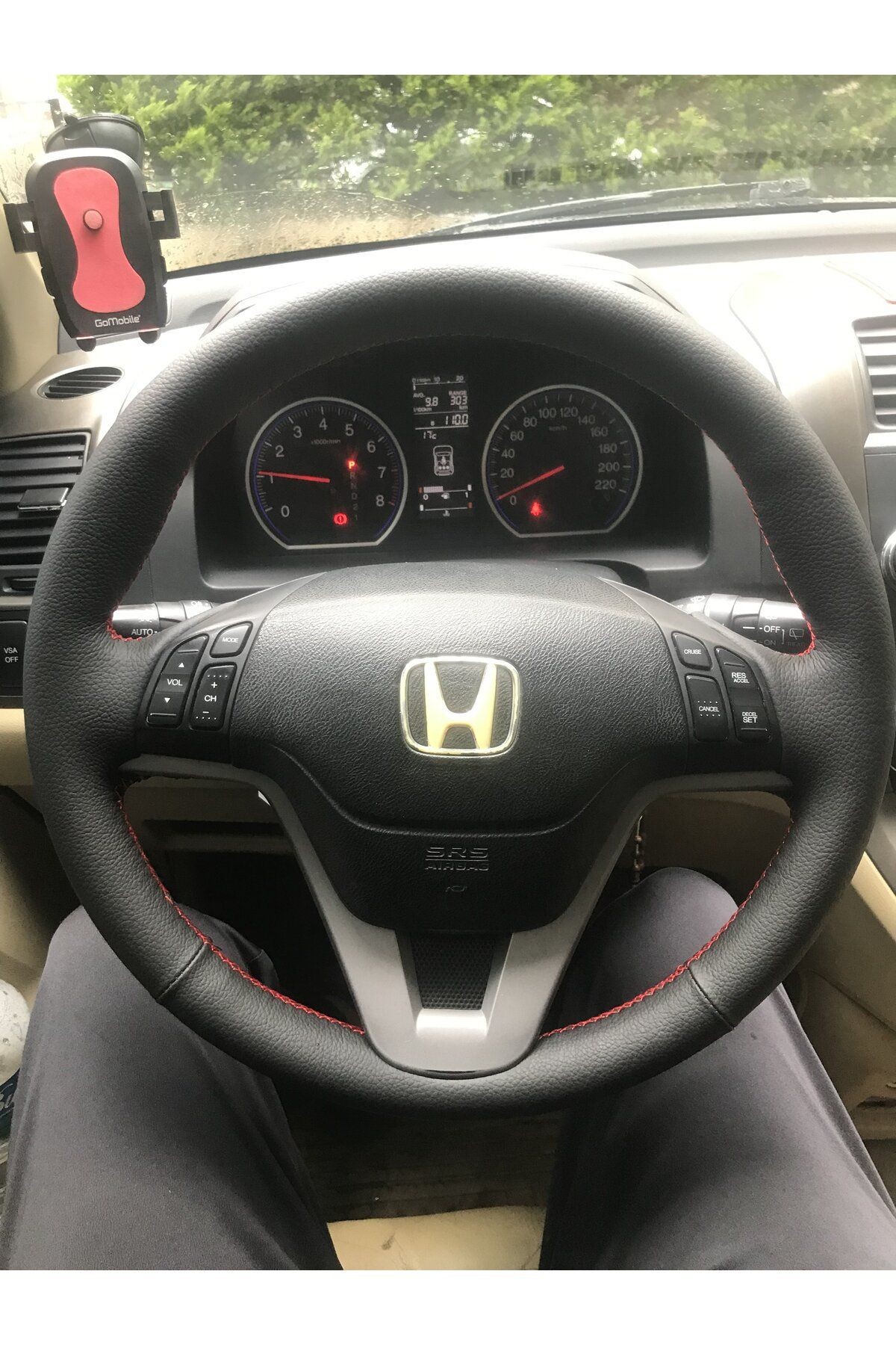 Honda CR-V Araca Özel Dikmeli Direksiyon Kılıfı (kırmızı ipli)